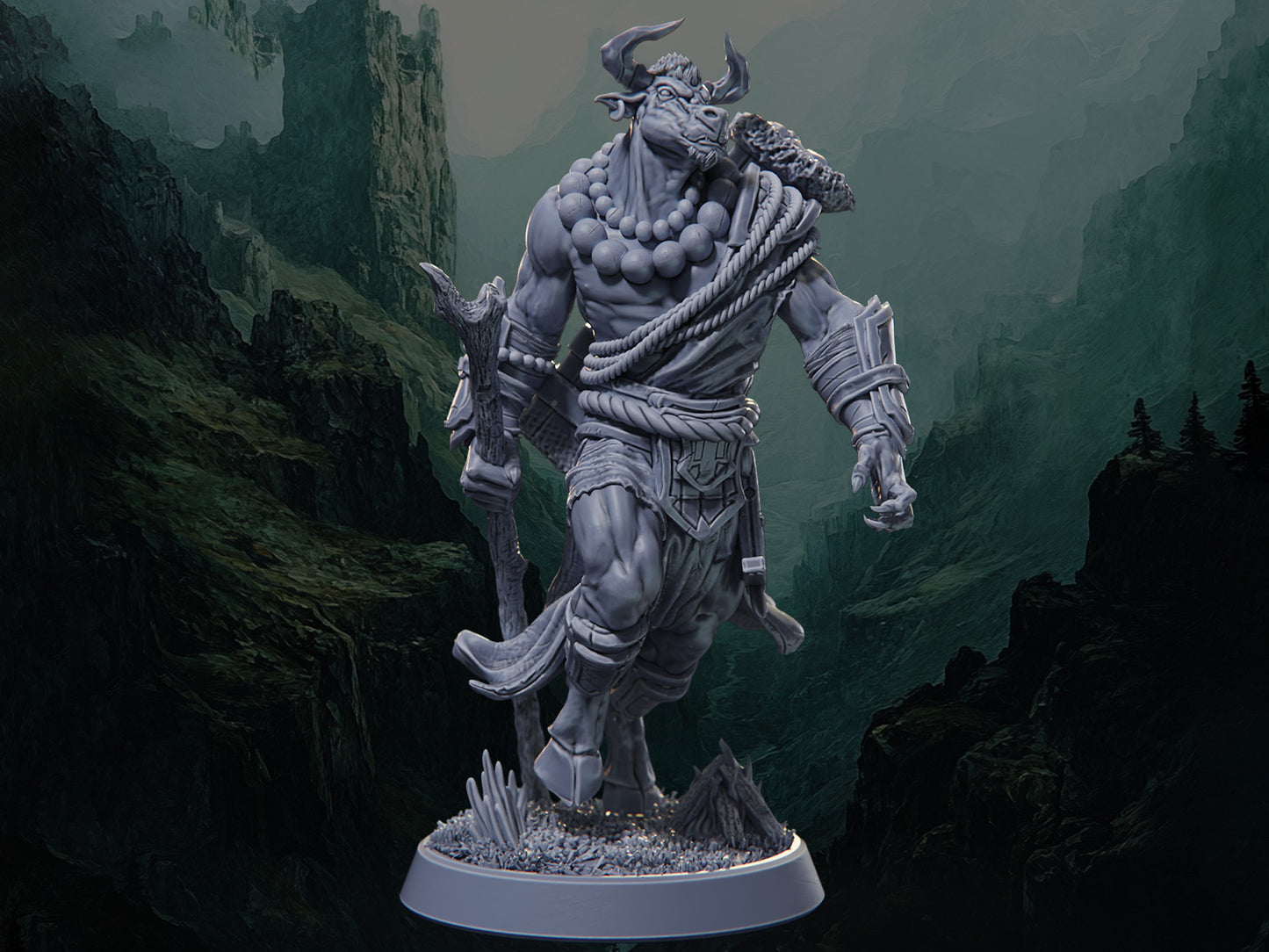 Yak Folk Explorer - The Blackspire Peak - Highly Detailed Resin 8k 3D Printed Miniature