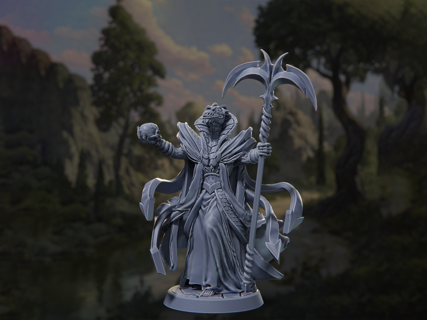 Yuan-Ti Mind Whisperer - In the Belly of the Serpent - Highly Detailed Resin 8k 3D Printed Miniature