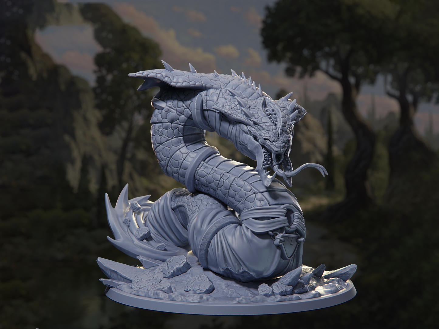 Lord of the 74th Layer - In the Belly of the Serpent - Highly Detailed Resin 8k 3D Printed Miniature