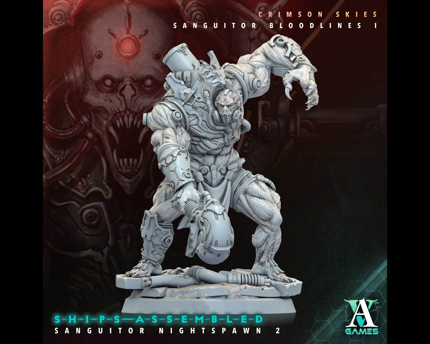 Sanguitor Nightspawn 2 - Crimson Skies - Highly Detailed Resin 8k 3D Printed Miniature