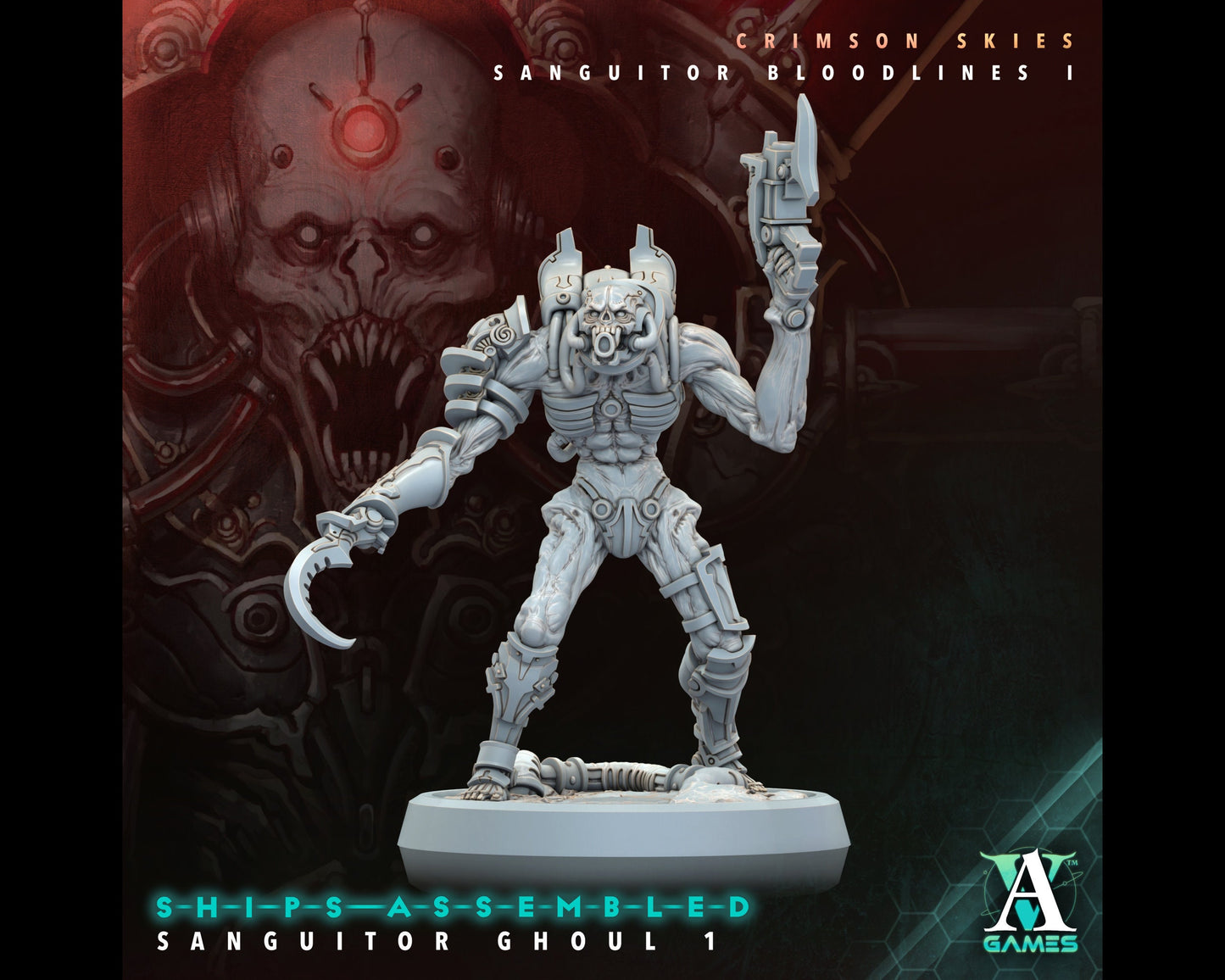 Sanguitor Ghoul 1 - Crimson Skies - Highly Detailed Resin 8k 3D Printed Miniature