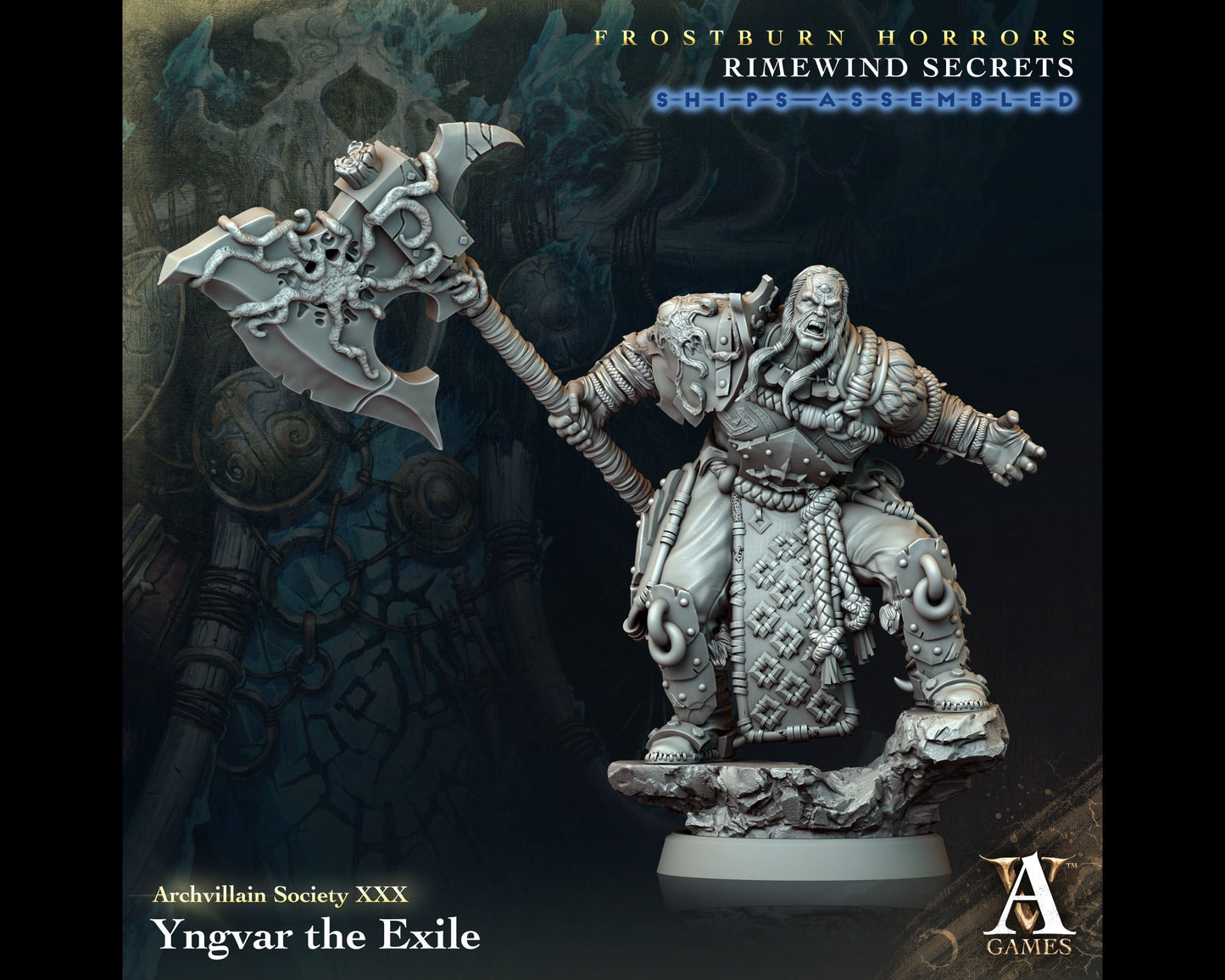 Yngvar, The Exile - Human Fighter/Barbarian/Cleric - Rimewind Secrets - Highly Detailed Resin 8k 3D Printed Miniature