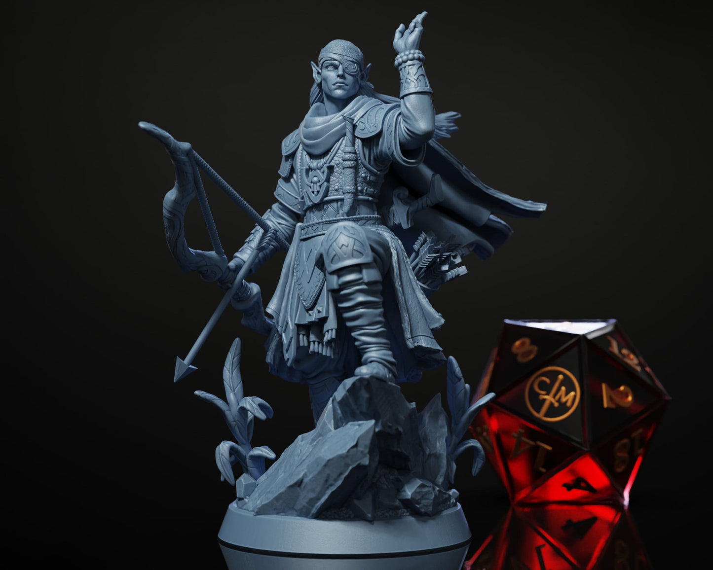 Valriet One-Eyed - Elf Ranger/Rogue - It Comes From The Woods - Highly Detailed Resin 8k 3D Printed Miniature