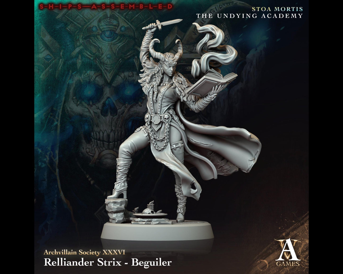 Relliander Strix, Beguiler - Tiefling Wizard/Sorcerer - The Undying Academy - Highly Detailed Resin 8k 3D Printed Miniature