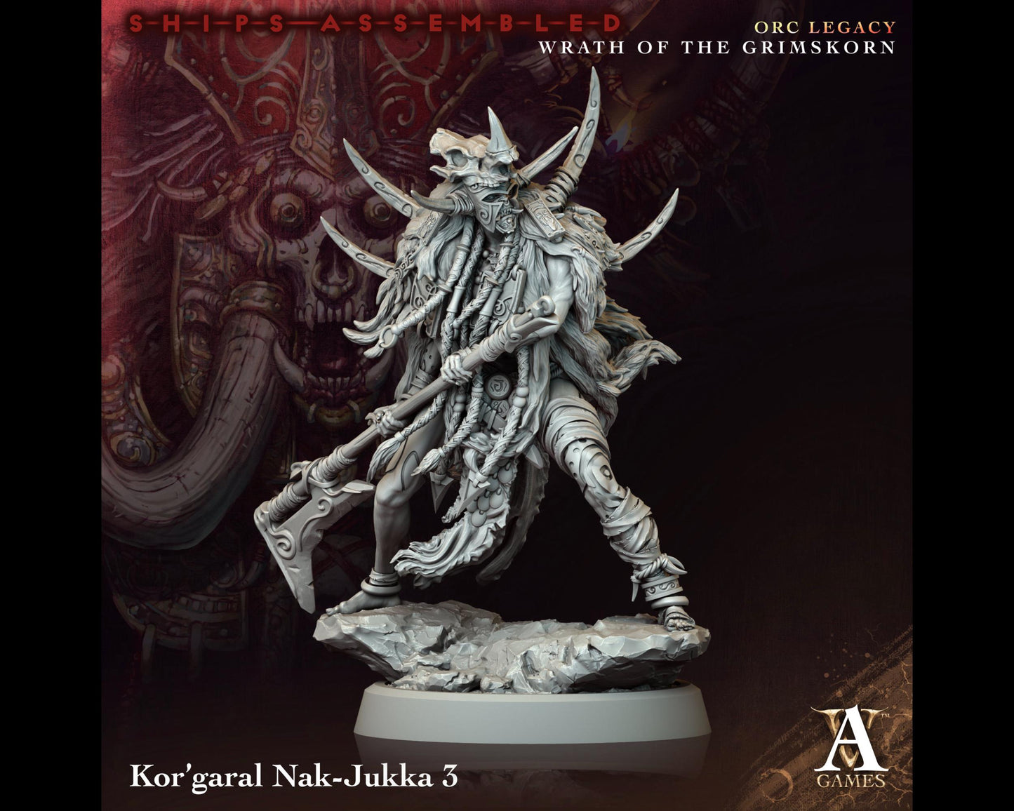 Kor'garal Nak-Jukka 3 - Wrath of the Grimskorn - Highly Detailed Resin 8k 3D Printed Miniature