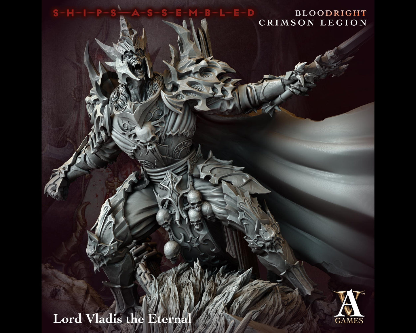 Lord Vladis, The Eternal - Bloodright Crimson Legion - Highly Detailed Resin 8k 3D Printed Miniature