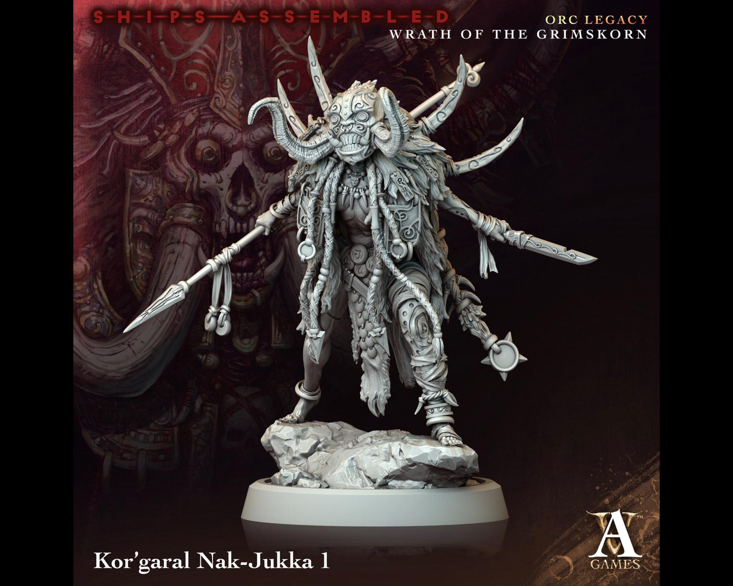 Kor'garal Nak-Jukka 1 - Wrath of the Grimskorn - Highly Detailed Resin 8k 3D Printed Miniature