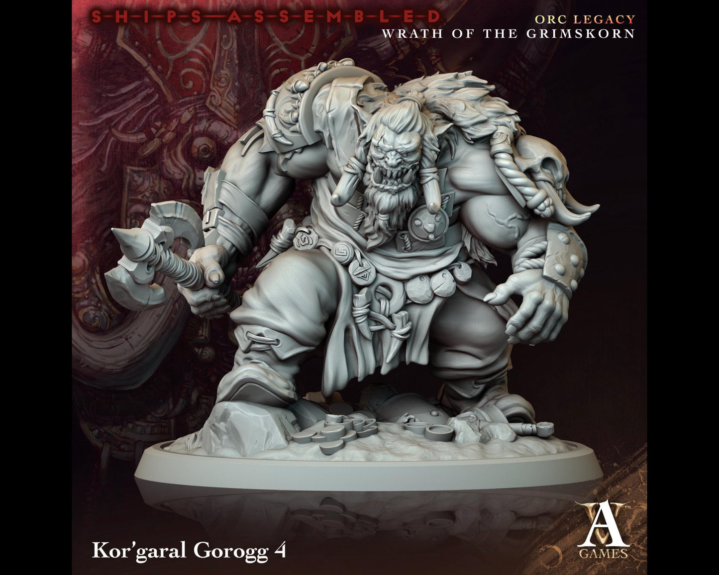Kor'Garal Gorogg 4 - Wrath of the Grimskorn - Highly Detailed Resin 8k 3D Printed Miniature