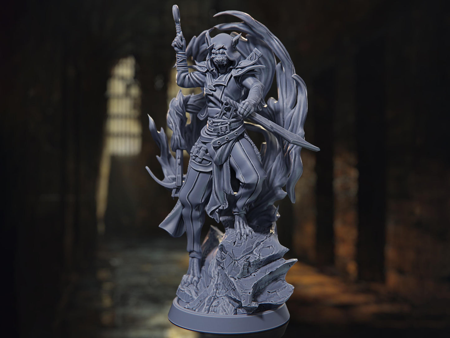 Sahir, The Mage Slayer - Tabaxi Ranger/Fighter/Rogue - The Bastards - Highly Detailed Resin 8k 3D Printed Miniature