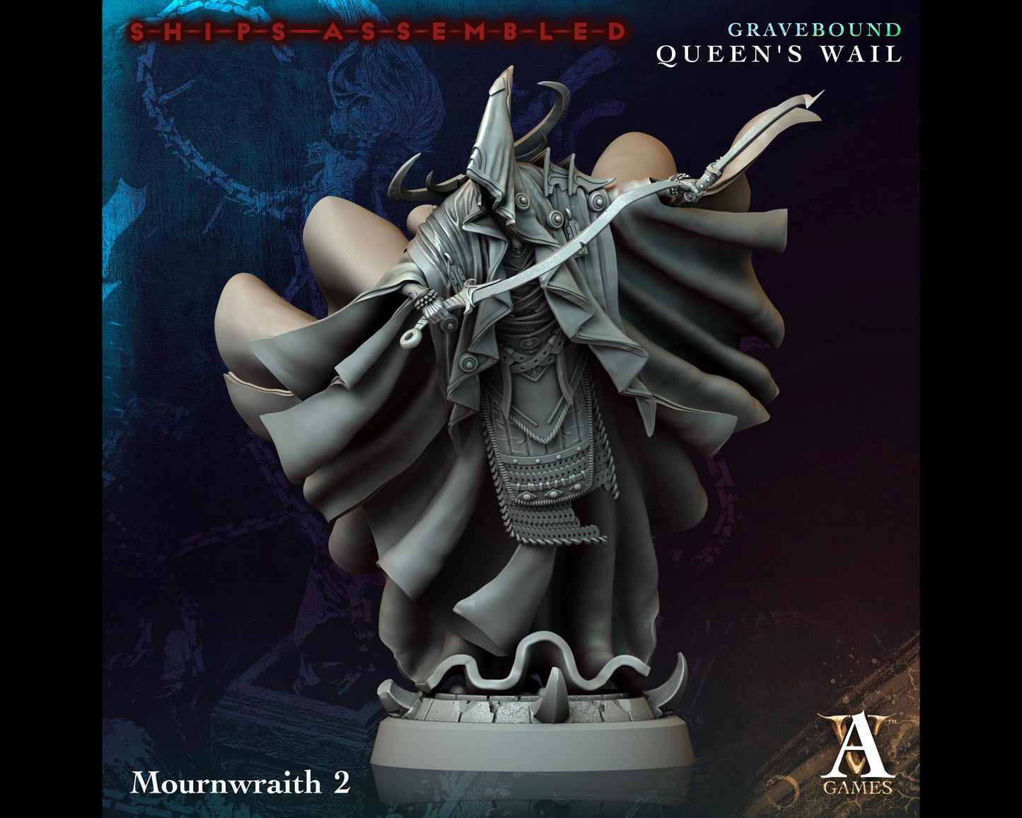 Mournwraith 2 - Gravebound: Queen's Wail - Highly Detailed Resin 8k 3D Printed Miniature