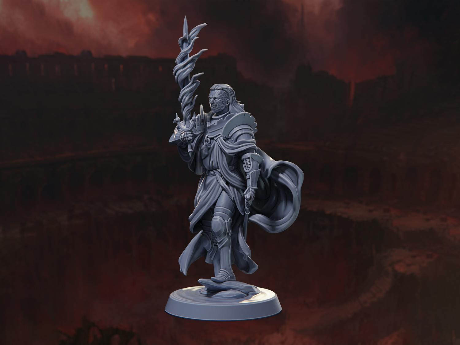 Vaelric, the Burned Herald - M (HERO) - The Blood Arena - Highly Detailed Resin 8k 3D Printed Miniature