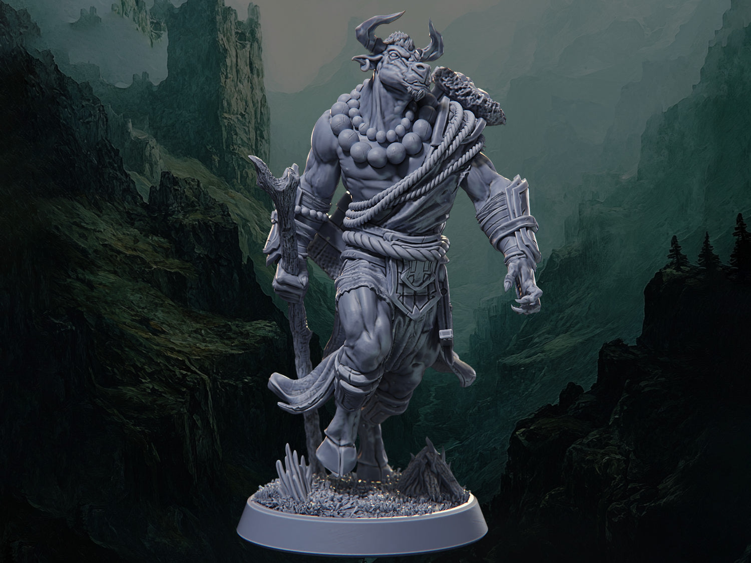 Yak Folk Explorer - The Blackspire Peak - Highly Detailed Resin 8k 3D Printed Miniature