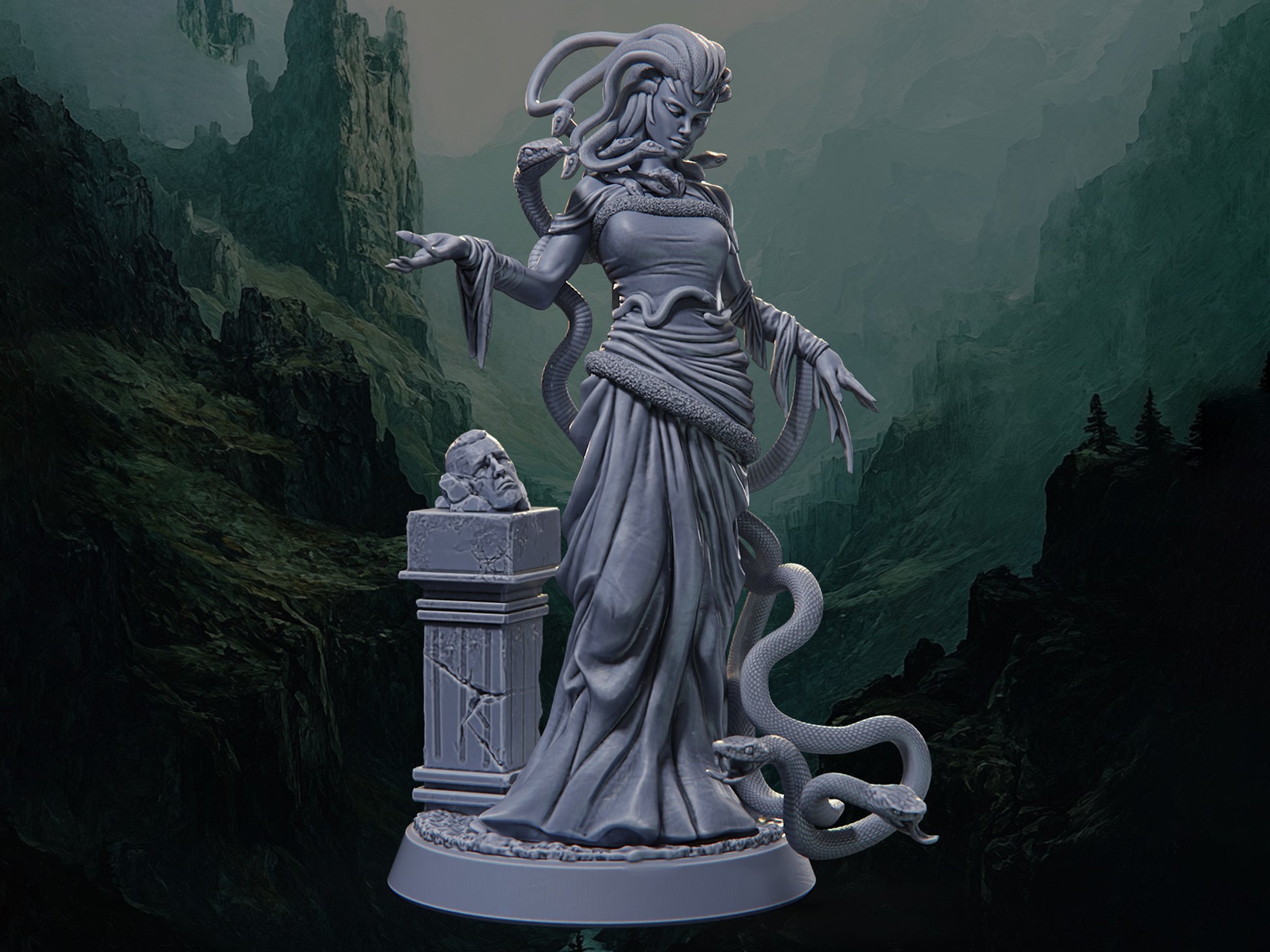Mountain Witch Medusa - The Blackspire Peak - Highly Detailed Resin 8k 3D Printed Miniature