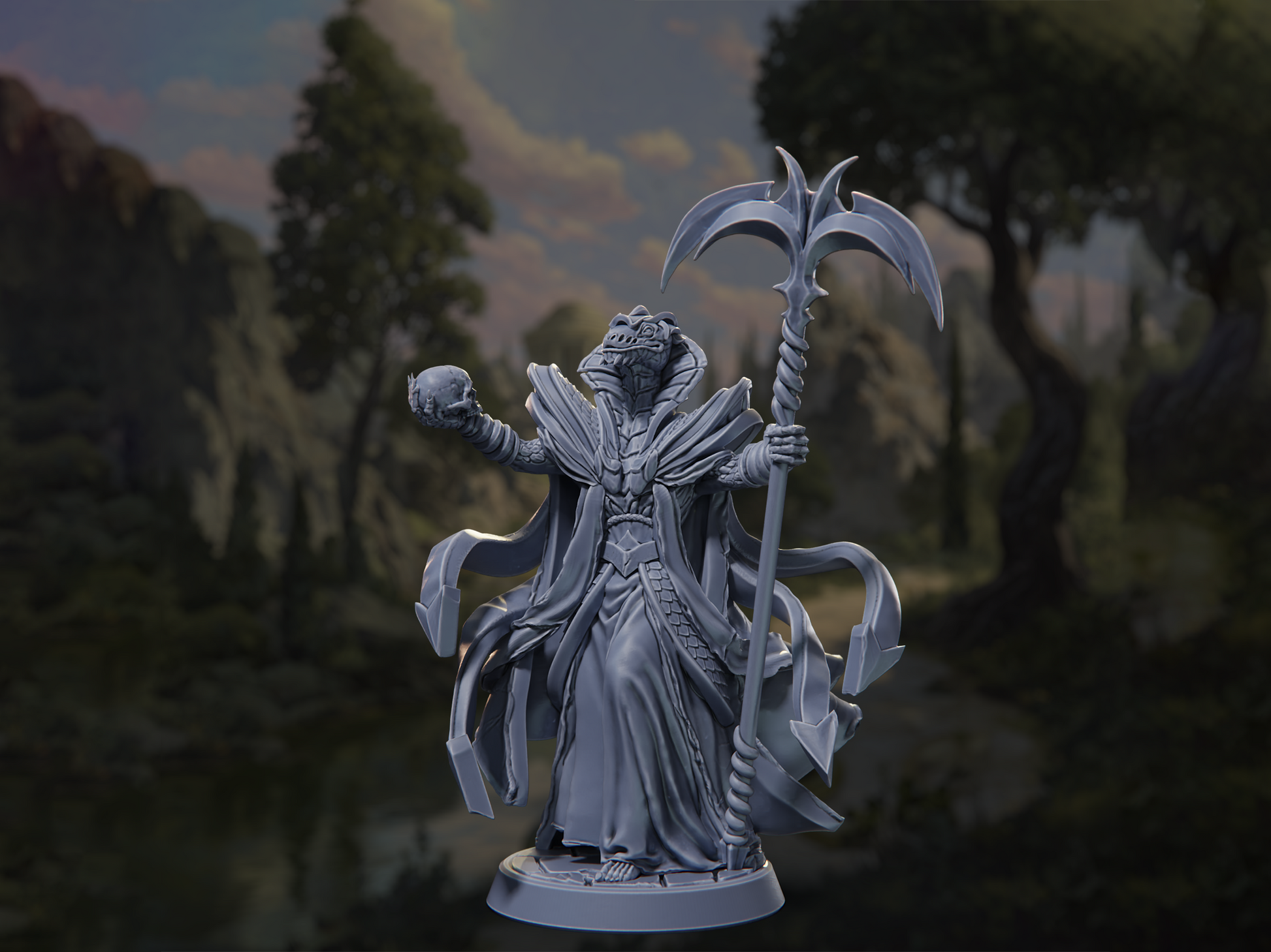 Yuan-Ti Mind Whisperer - In the Belly of the Serpent - Highly Detailed Resin 8k 3D Printed Miniature