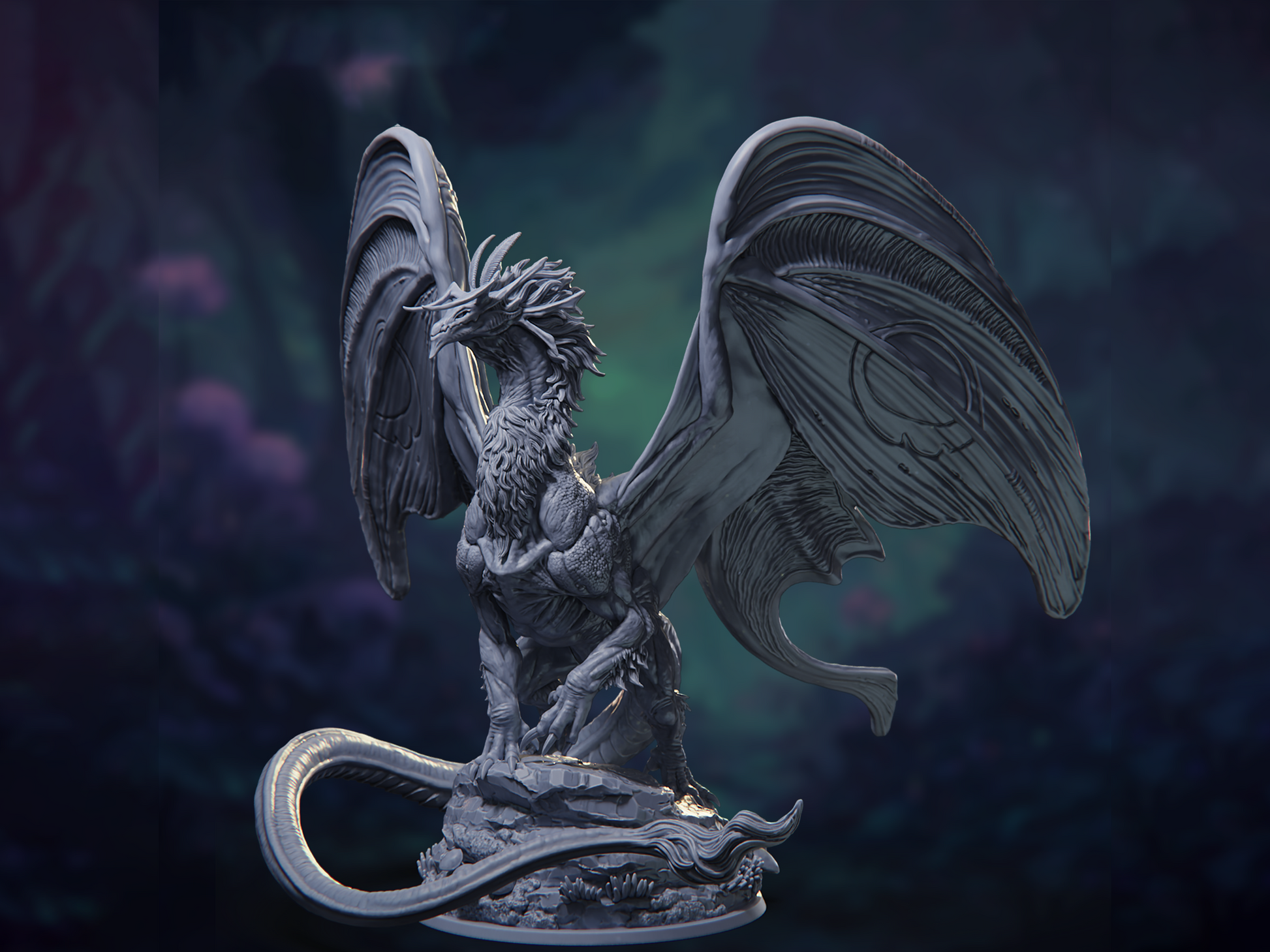 Aevelyn Moonwing (Moth Dragon) - The Silk Dynasty - Highly Detailed Resin 8k 3D Printed Miniature