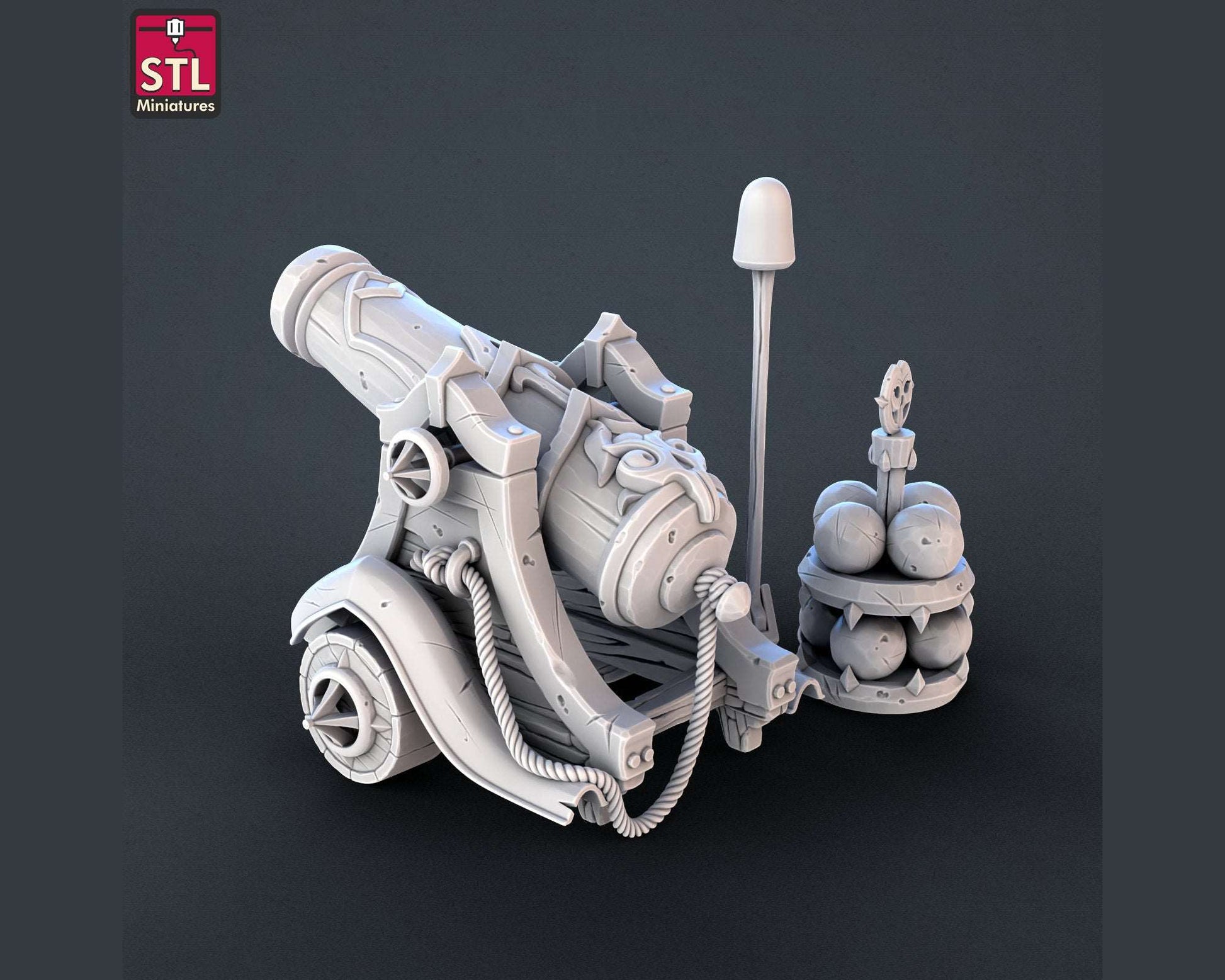 Pirate Cannon Prop - High Detail Resin 3D Printed Miniature