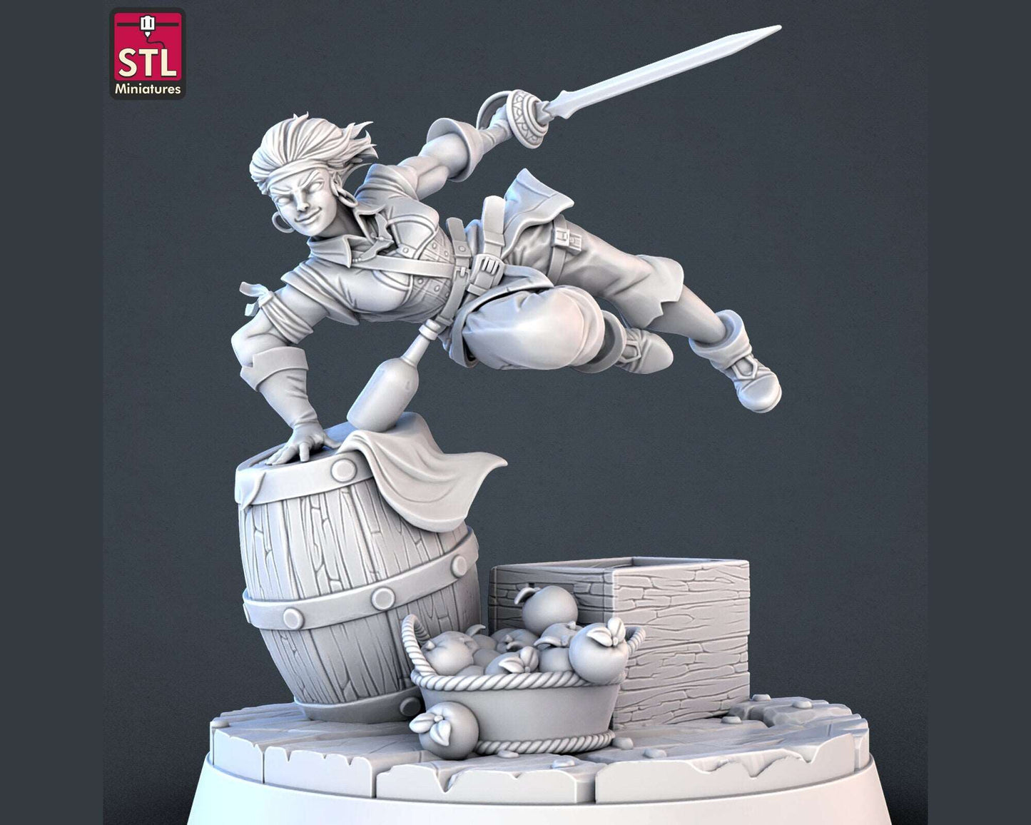 Pirate Charging In - High Detail Resin 3D Printed Miniature