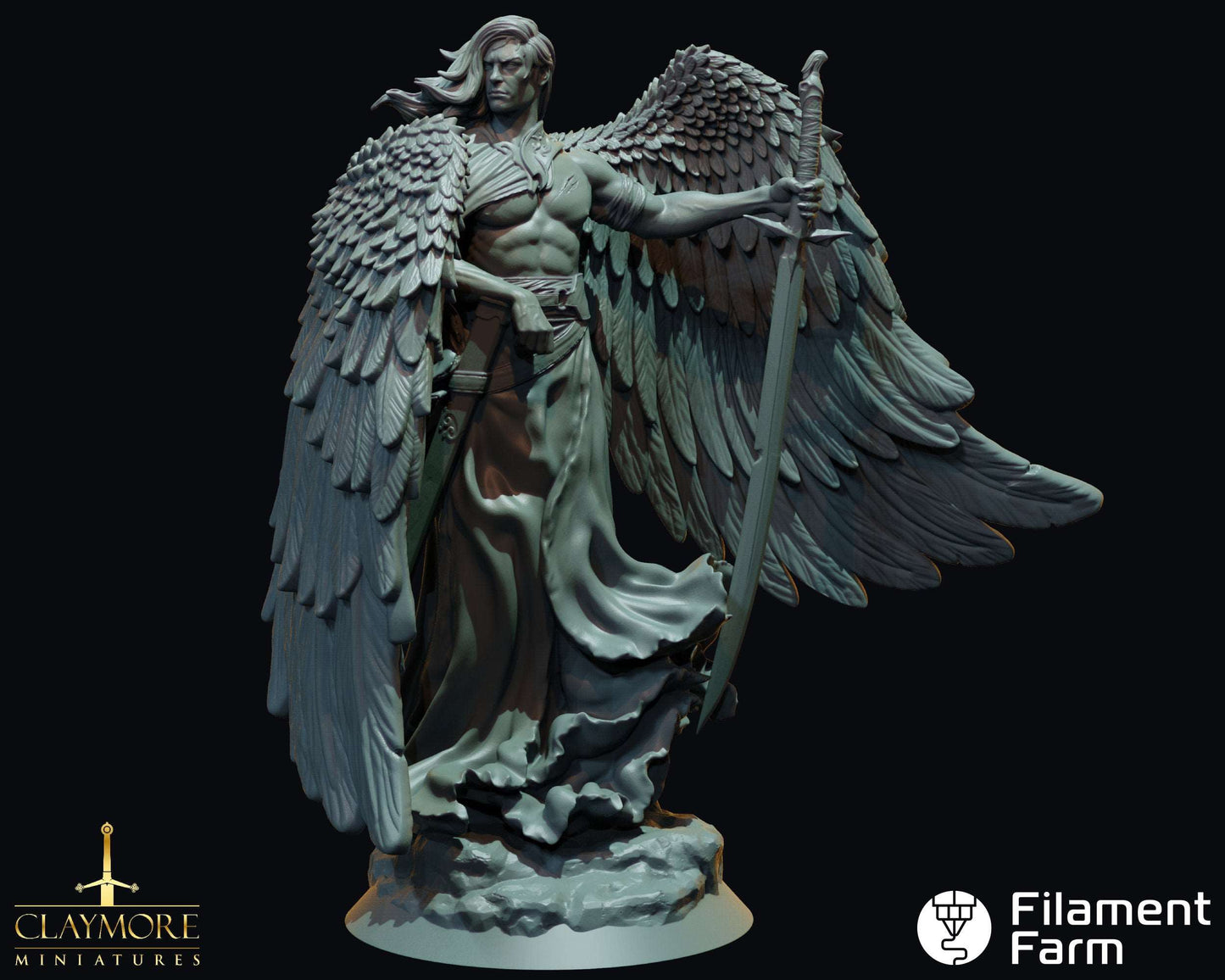 Fallen Angel - The Abyss Gazes Also - Highly Detailed Resin 3D Printed Miniature