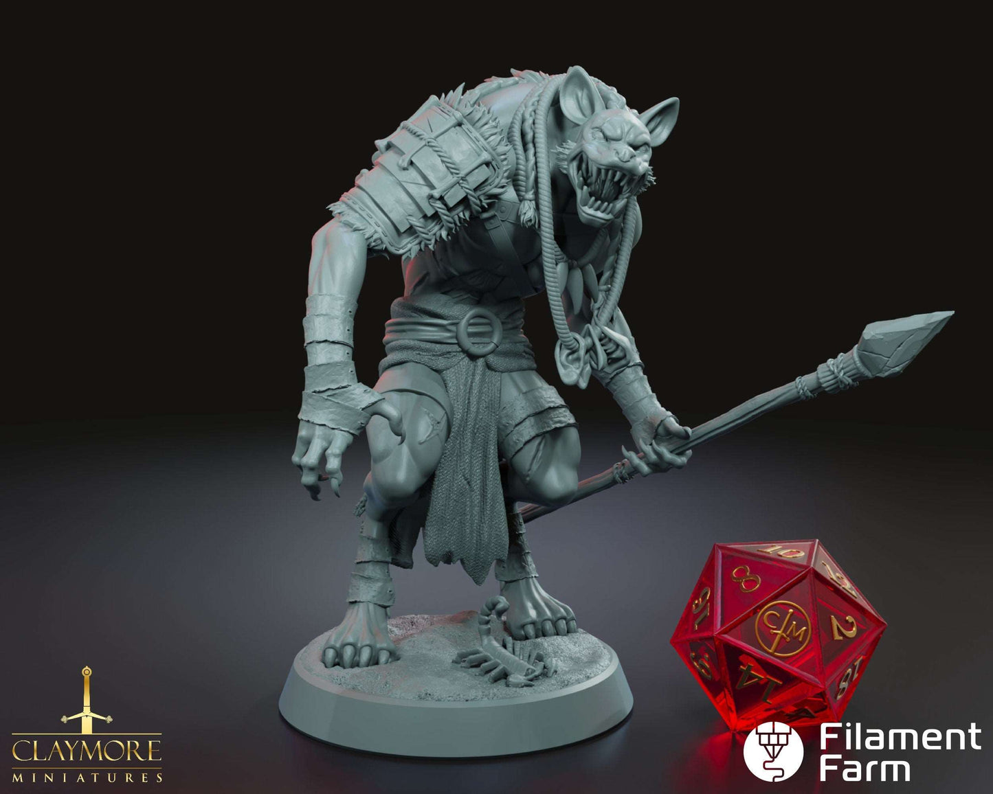 Gnoll Berserker - Death in the Dunes - Highly Detailed Resin 3D Printed Miniature