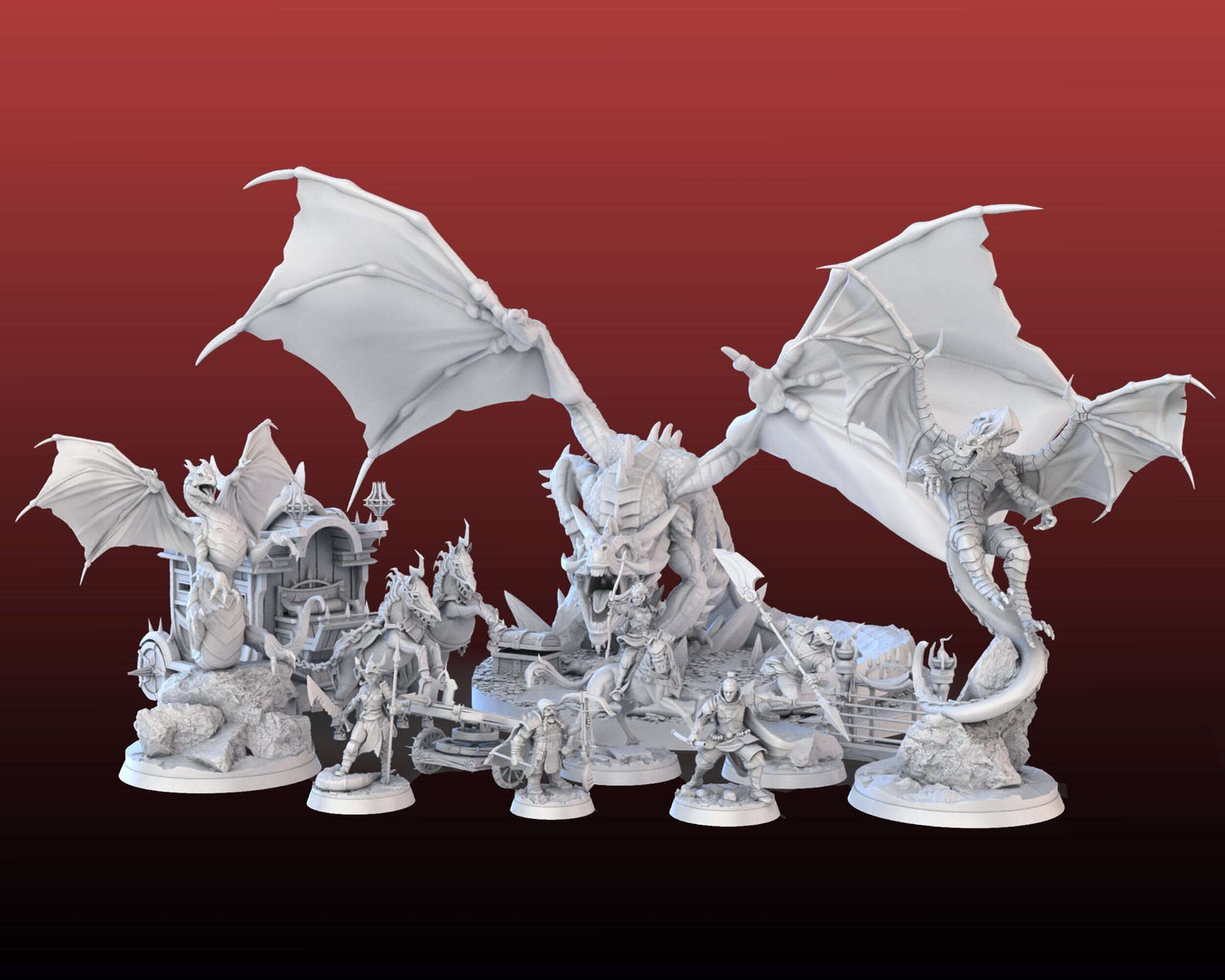 Dragon Hunter Set - High Detail Resin 3D Printed Miniatures and Props