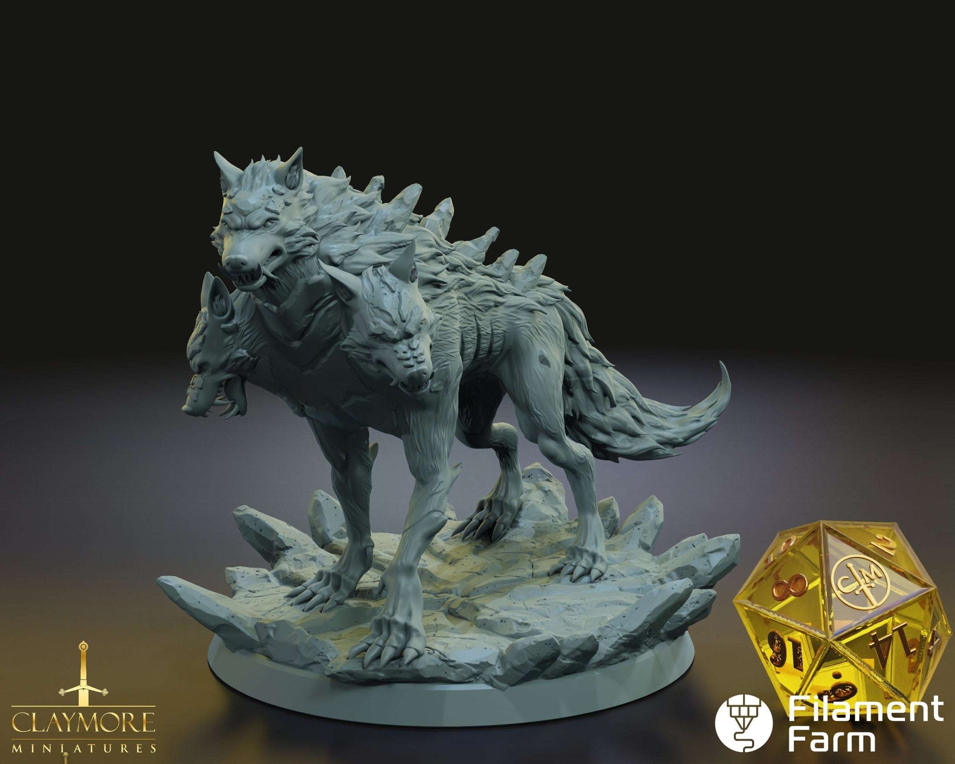 Cerberus - Heroes Above, Hades Below - Highly Detailed Resin 3D Printed Miniature