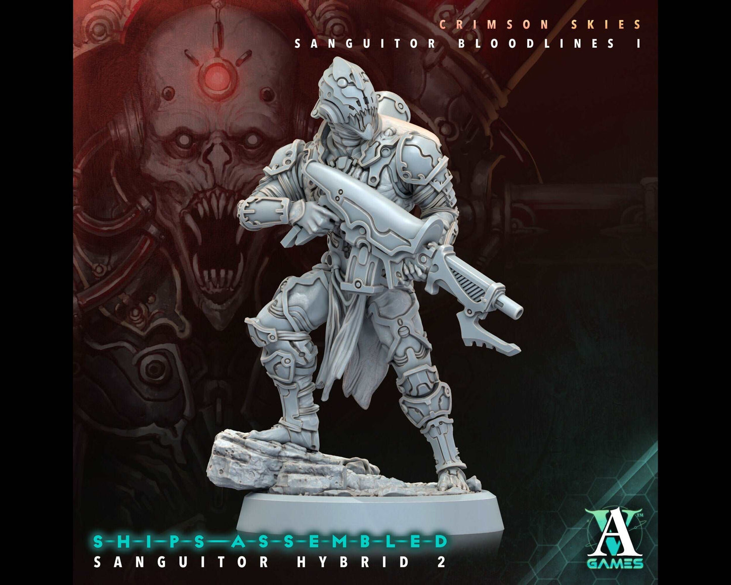 Sanguitor Hybrid 2 - Crimson Skies - Highly Detailed Resin 8k 3D Printed Miniature