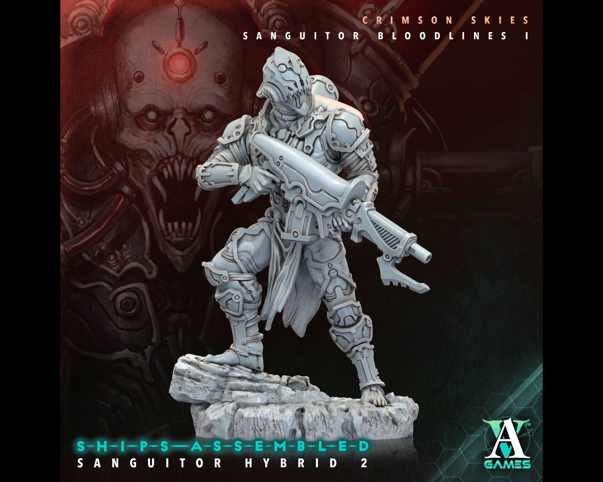 Sanguitor Hybrid 2 - Crimson Skies - Highly Detailed Resin 8k 3D Printed Miniature