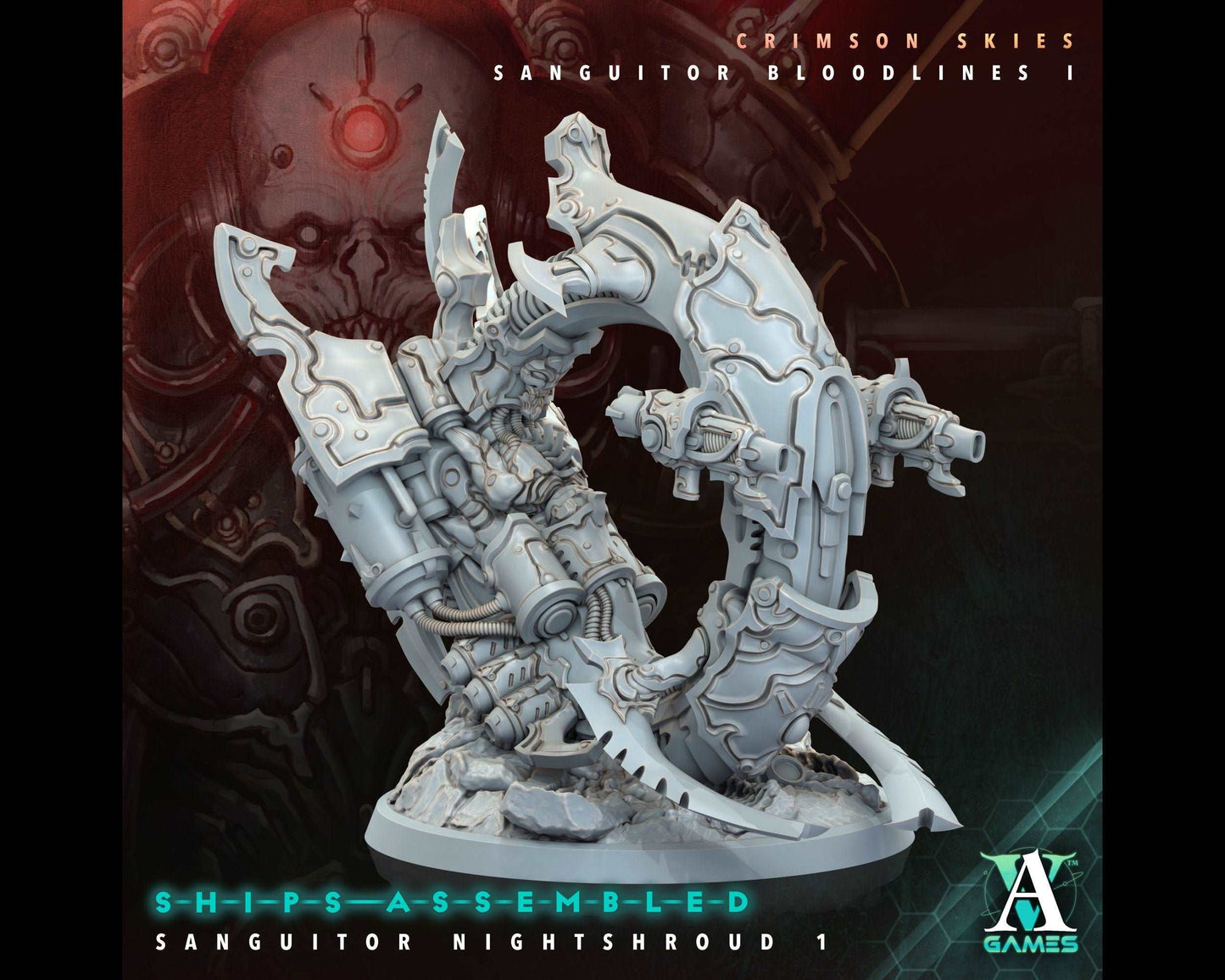 Sanguitor Nightshroud 1 - Crimson Skies - Highly Detailed Resin 8k 3D Printed Miniature