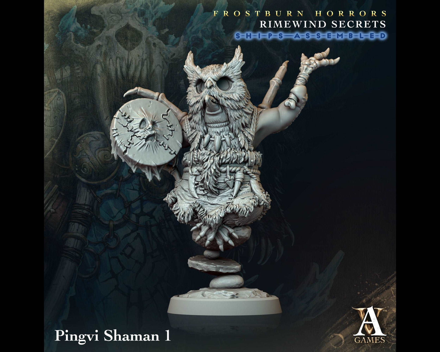 Pingvi Shaman 1 - Rimewind Secrets - Highly Detailed Resin 8k 3D Printed Miniature