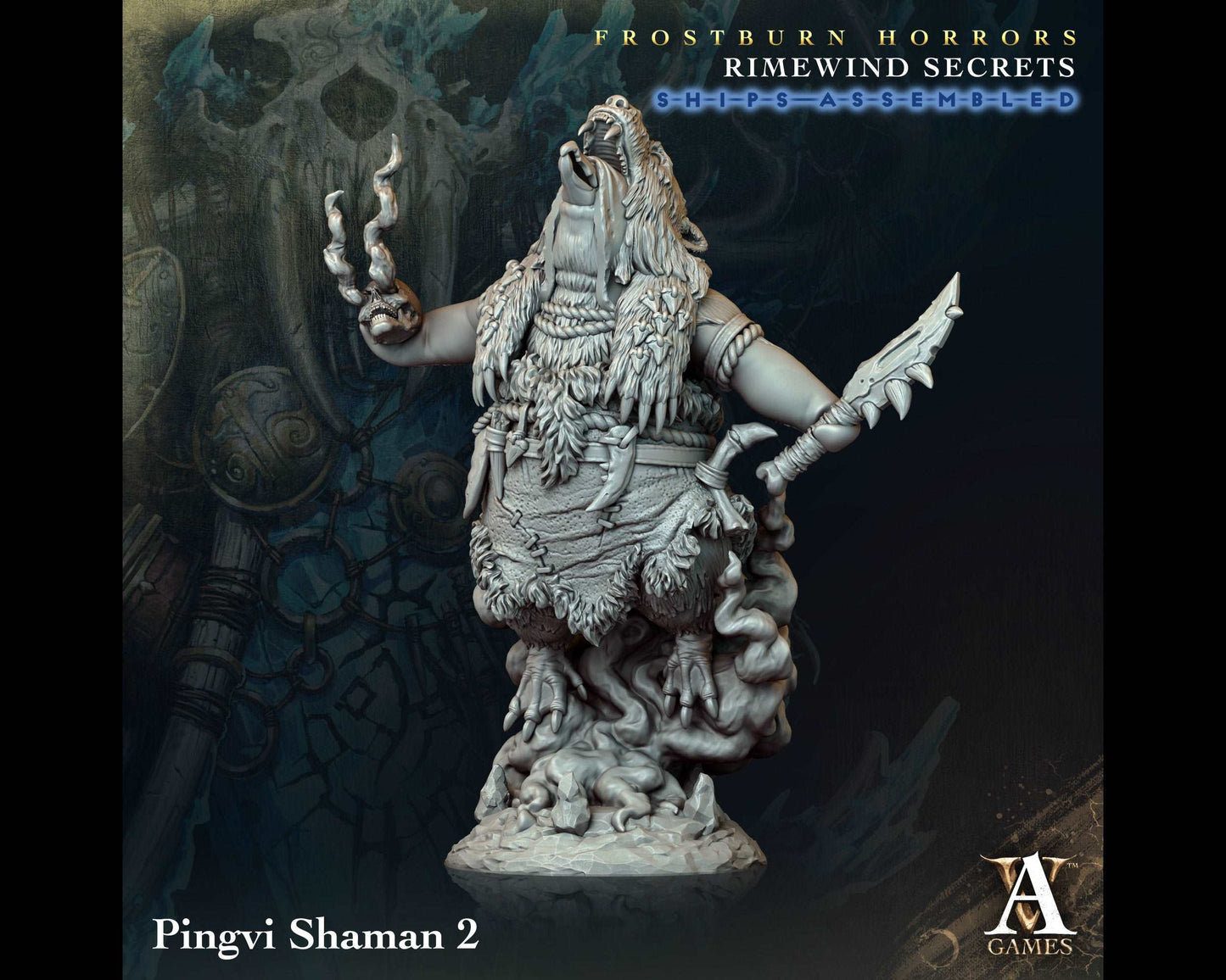 Pingvi Shaman 2 - Rimewind Secrets - Highly Detailed Resin 8k 3D Printed Miniature