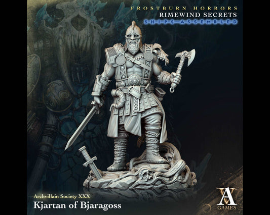 Kjartan of Bjaragoss - Human Fighter/Barbarian - Rimewind Secrets - Highly Detailed Resin 8k 3D Printed Miniature