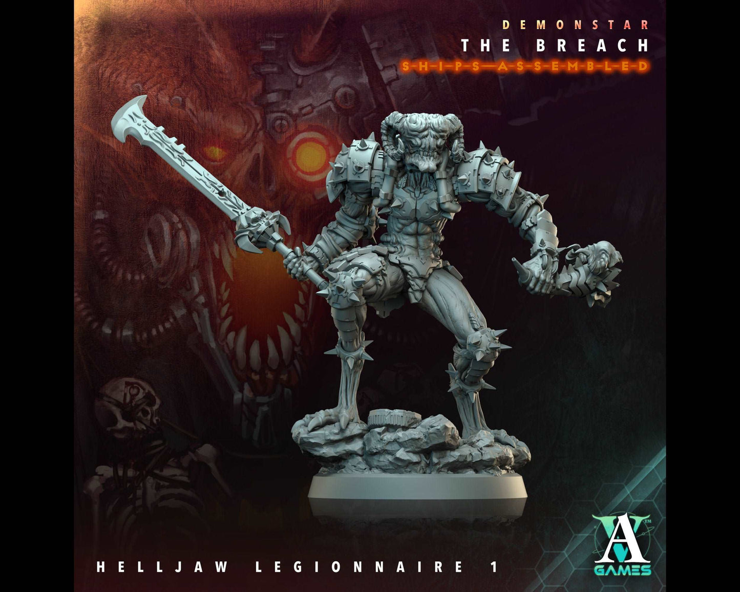 Helljaw Legionnaire 1 - Demonstar: The Breach - Highly Detailed Resin 8k 3D Printed Miniature