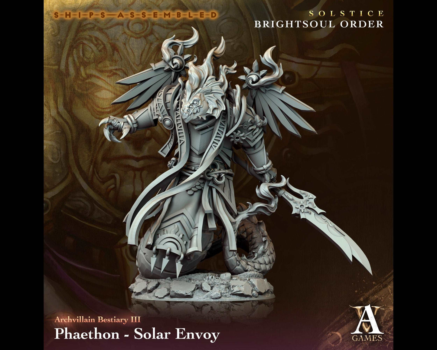 Phaethon, Solar Envoy - Brightsoul Order - Highly Detailed Resin 8k 3D Printed Miniature