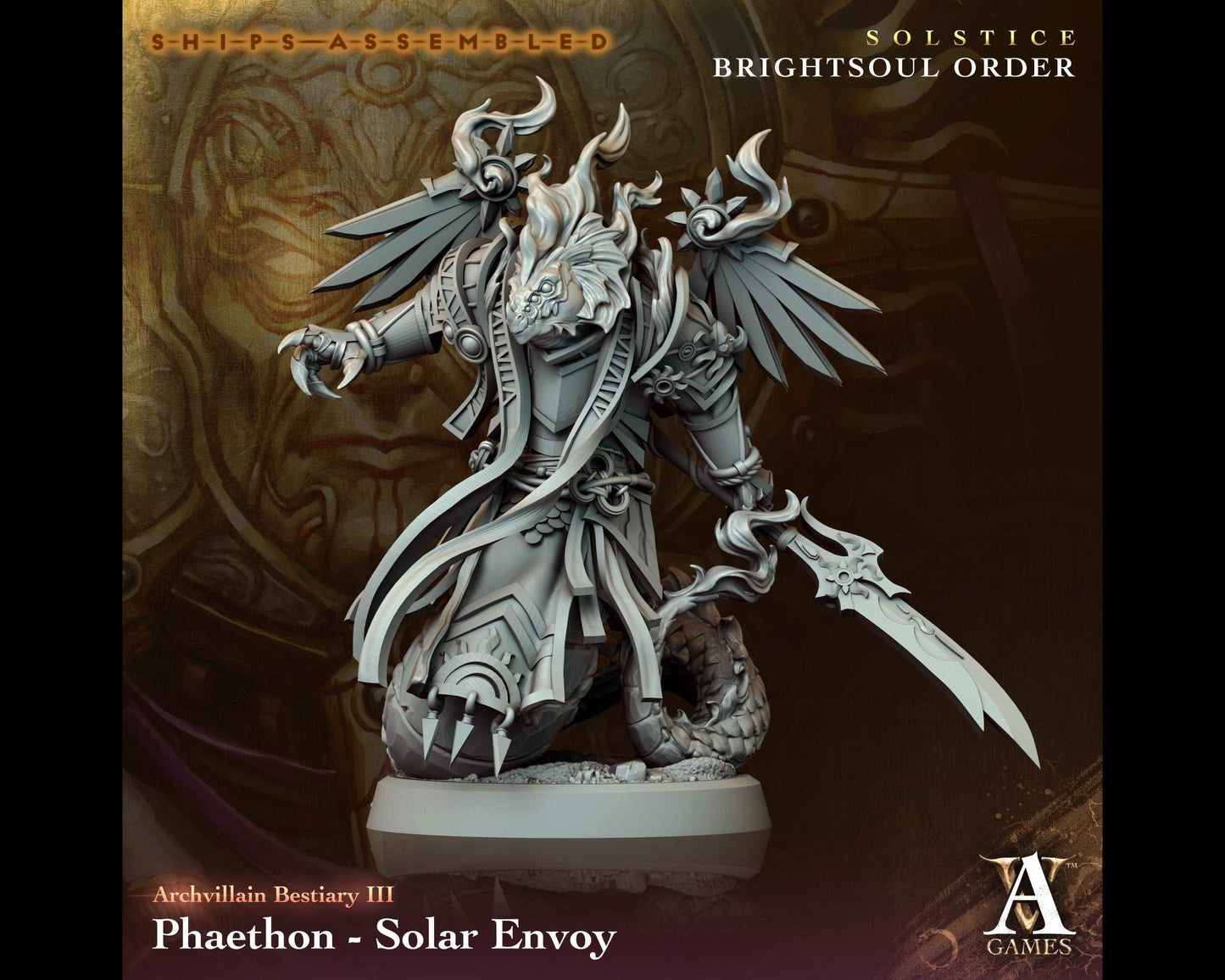 Phaethon, Solar Envoy - Brightsoul Order - Highly Detailed Resin 8k 3D Printed Miniature