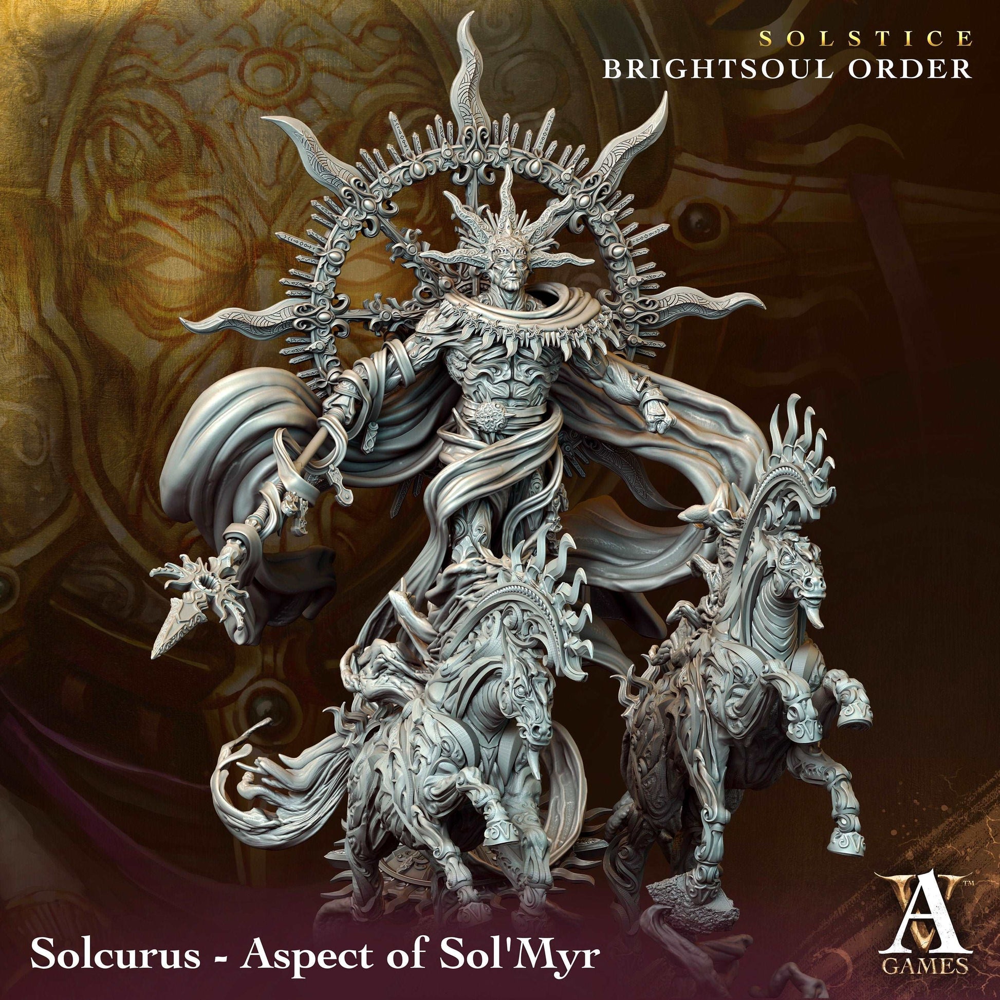 Solcurus, Aspect of Sol' Myr - Brightsoul Order - Highly Detailed Resin 8k 3D Printed Miniature