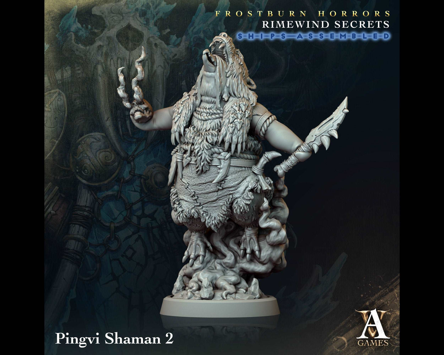 Pingvi Shaman 2 - Rimewind Secrets - Highly Detailed Resin 8k 3D Printed Miniature