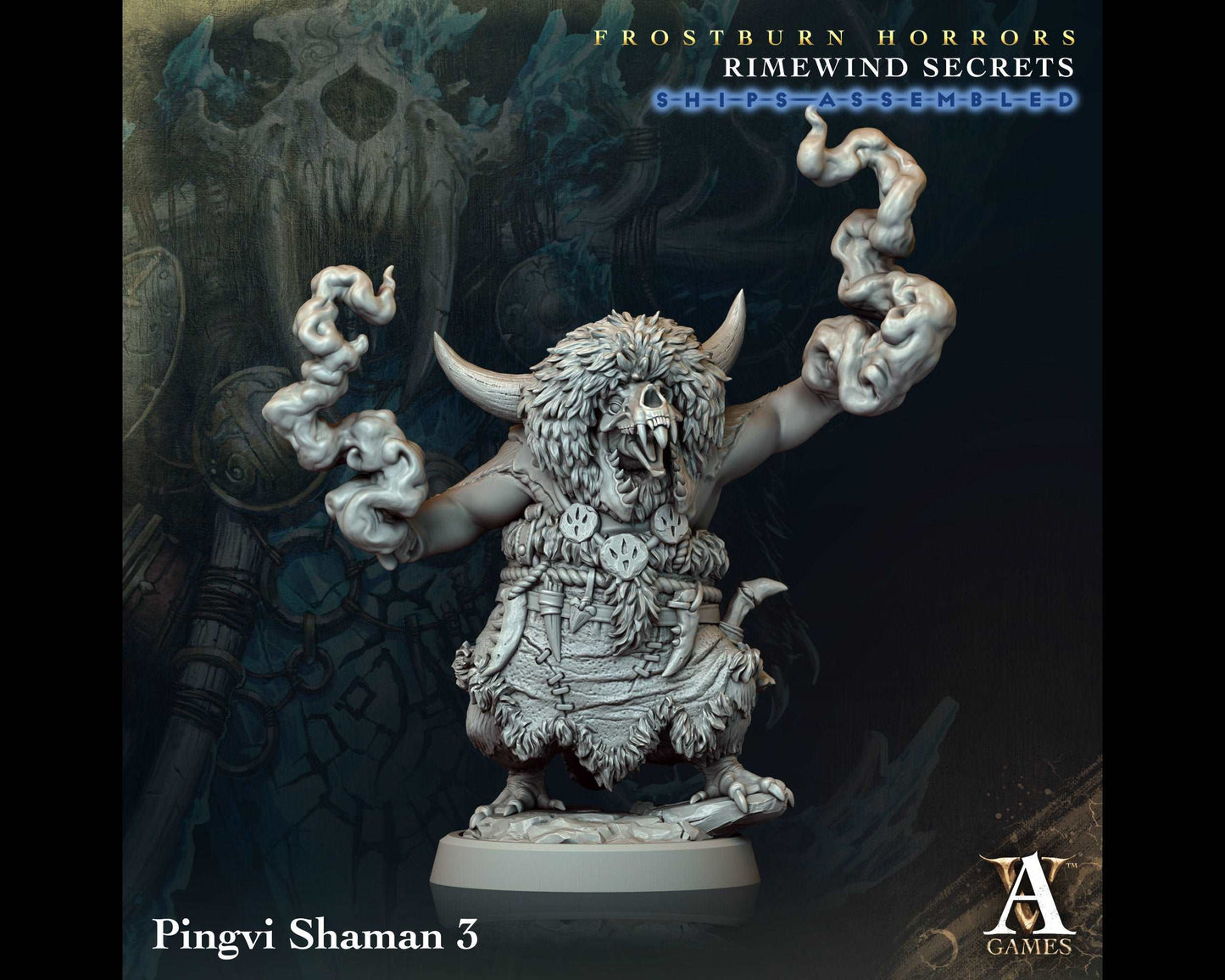 Pingvi Shaman 3 - Rimewind Secrets - Highly Detailed Resin 8k 3D Printed Miniature