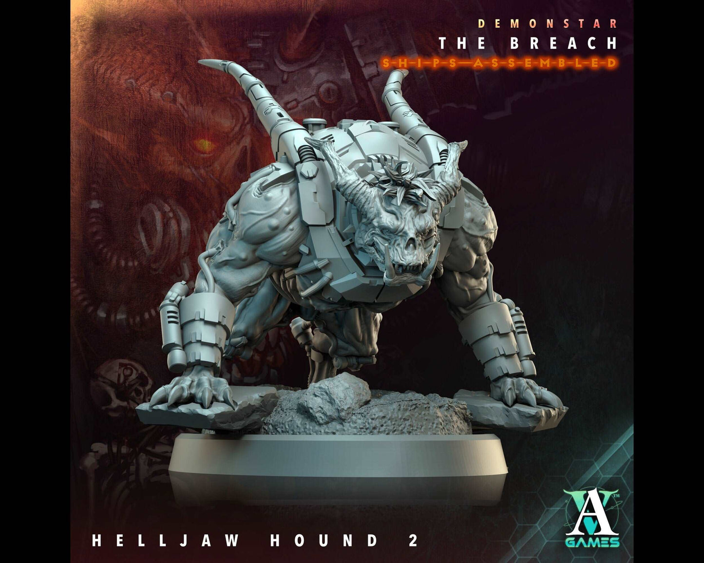 Helljaw Hound 2 - Demonstar: The Breach - Highly Detailed Resin 8k 3D Printed Miniature