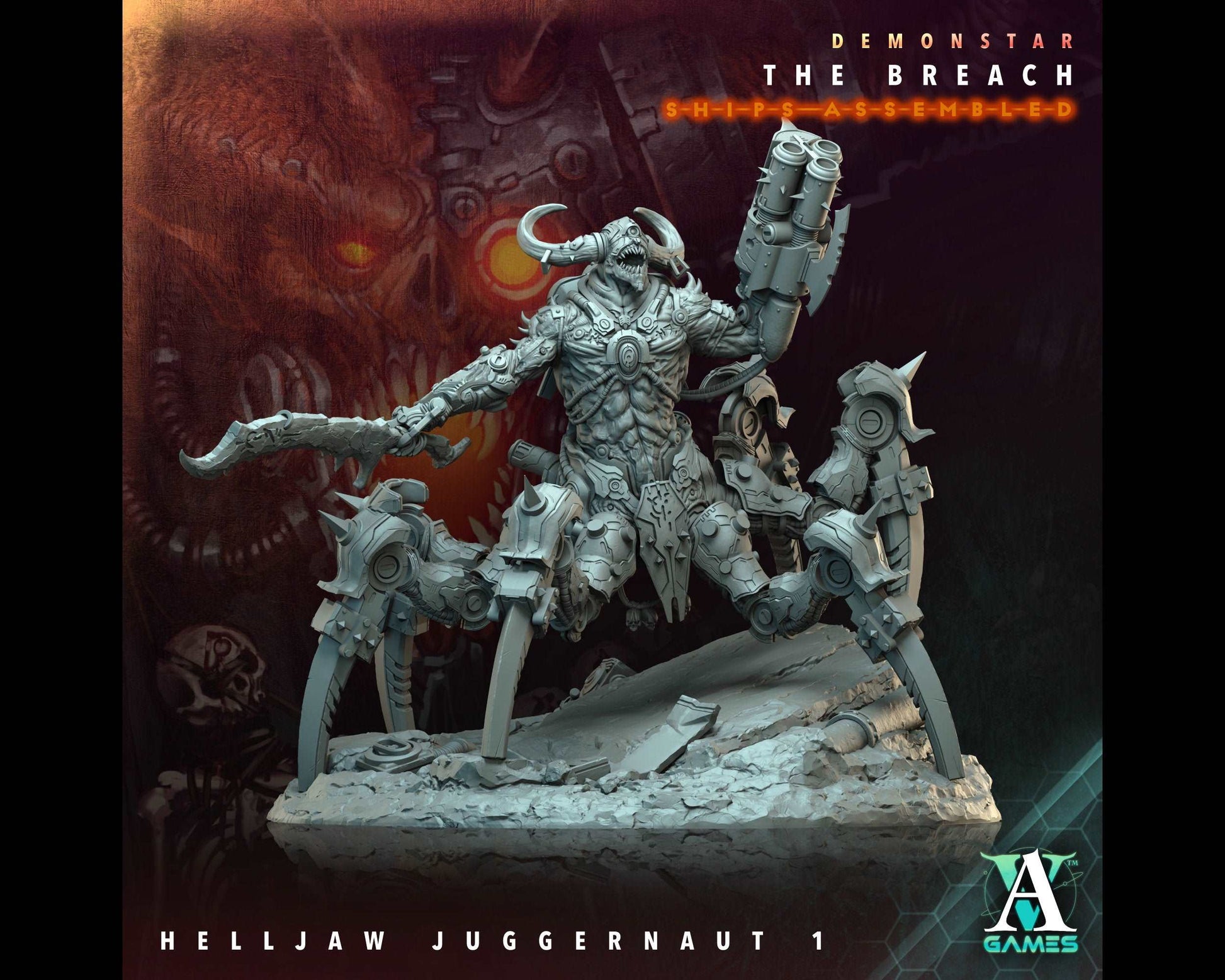 Helljaw Juggernaut - Demonstar: The Breach - Highly Detailed Resin 8k 3D Printed Miniature