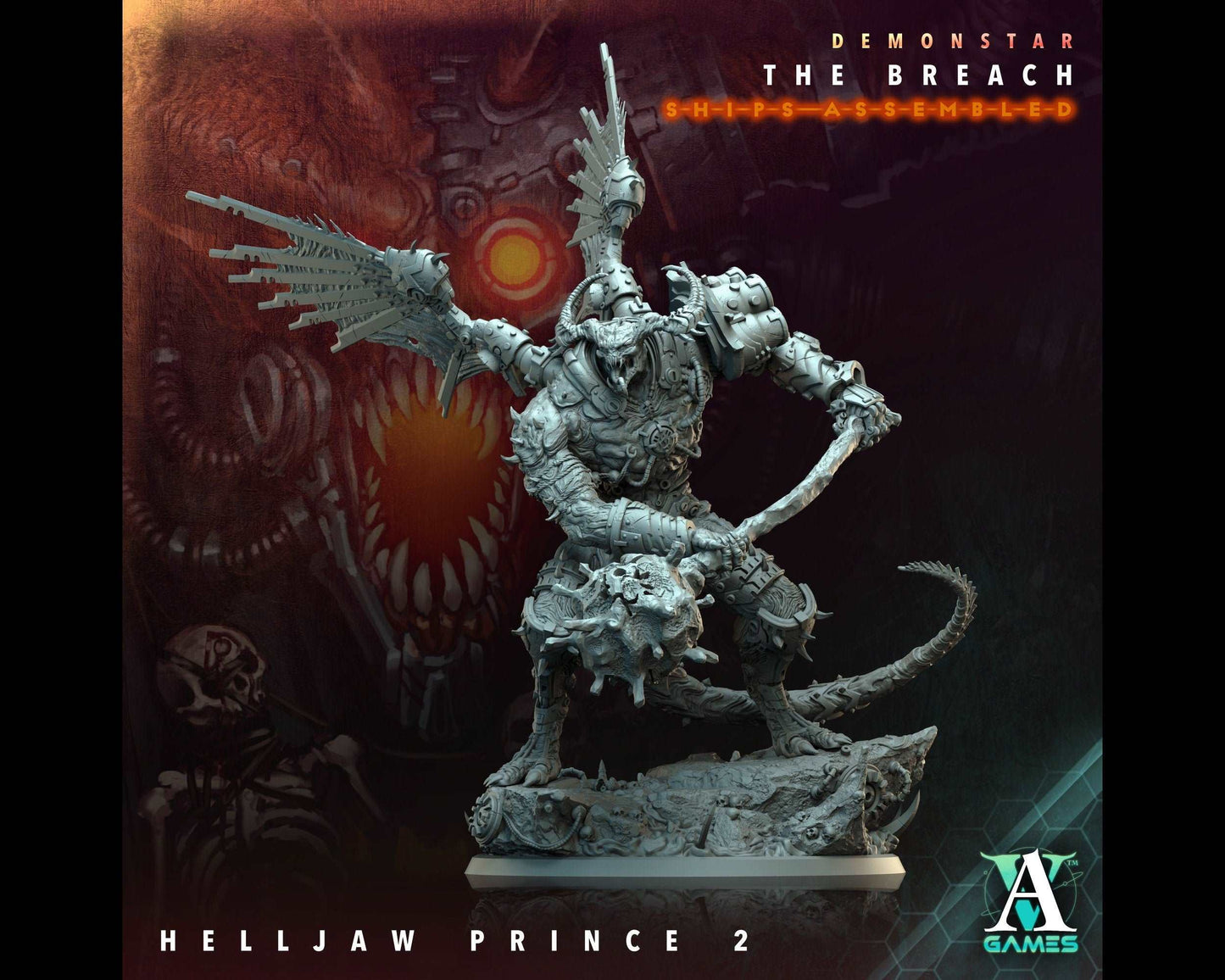 Helljaw Prince 2 - Demonstar: The Breach - Highly Detailed Resin 8k 3D Printed Miniature