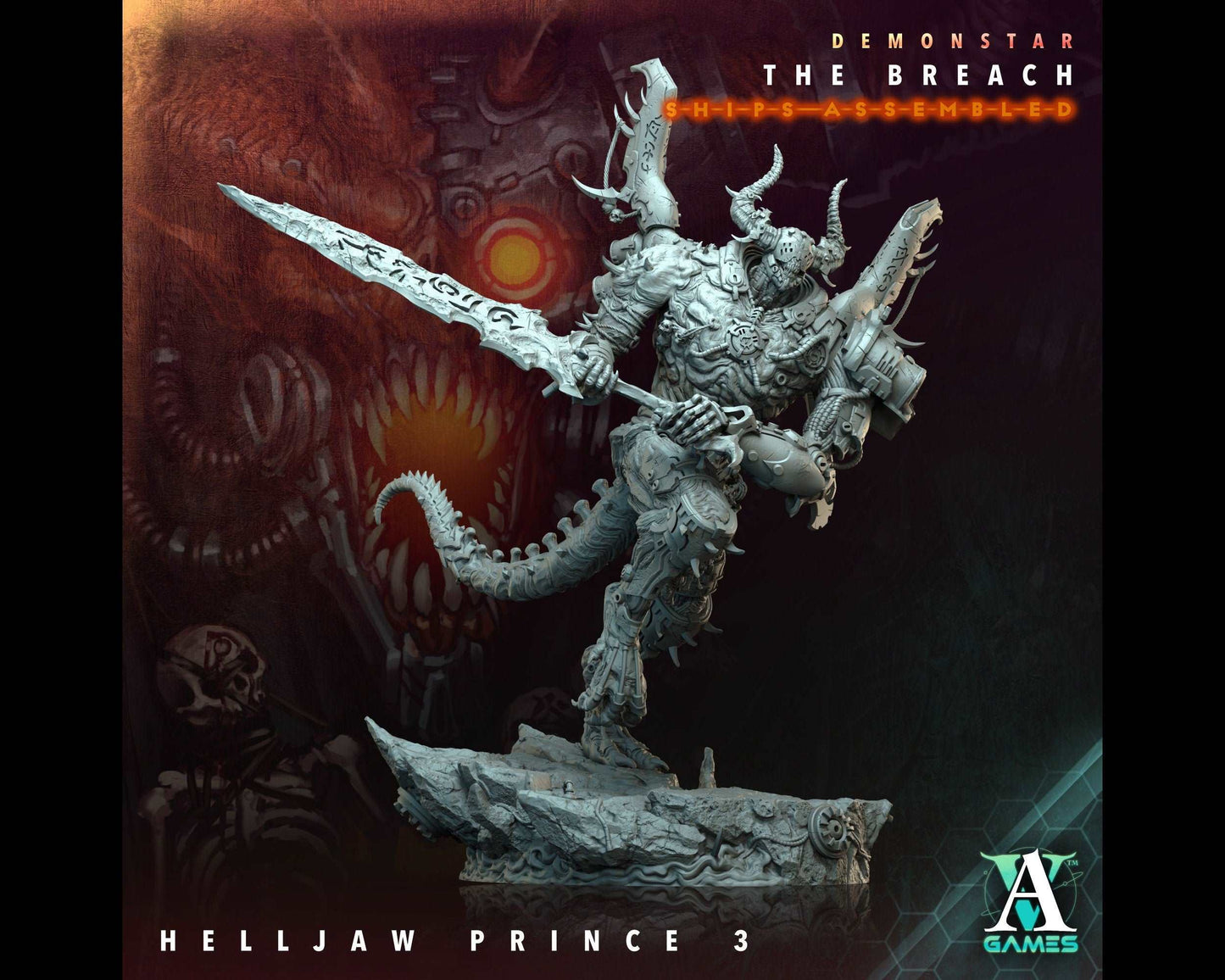 Helljaw Prince 3 - Demonstar: The Breach - Highly Detailed Resin 8k 3D Printed Miniature