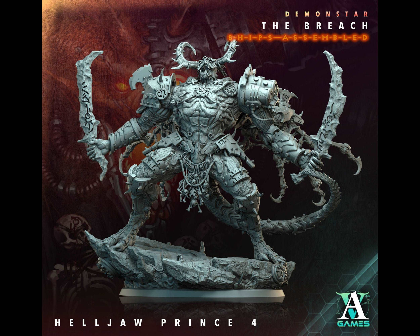 Helljaw Prince 4 - Demonstar: The Breach - Highly Detailed Resin 8k 3D Printed Miniature