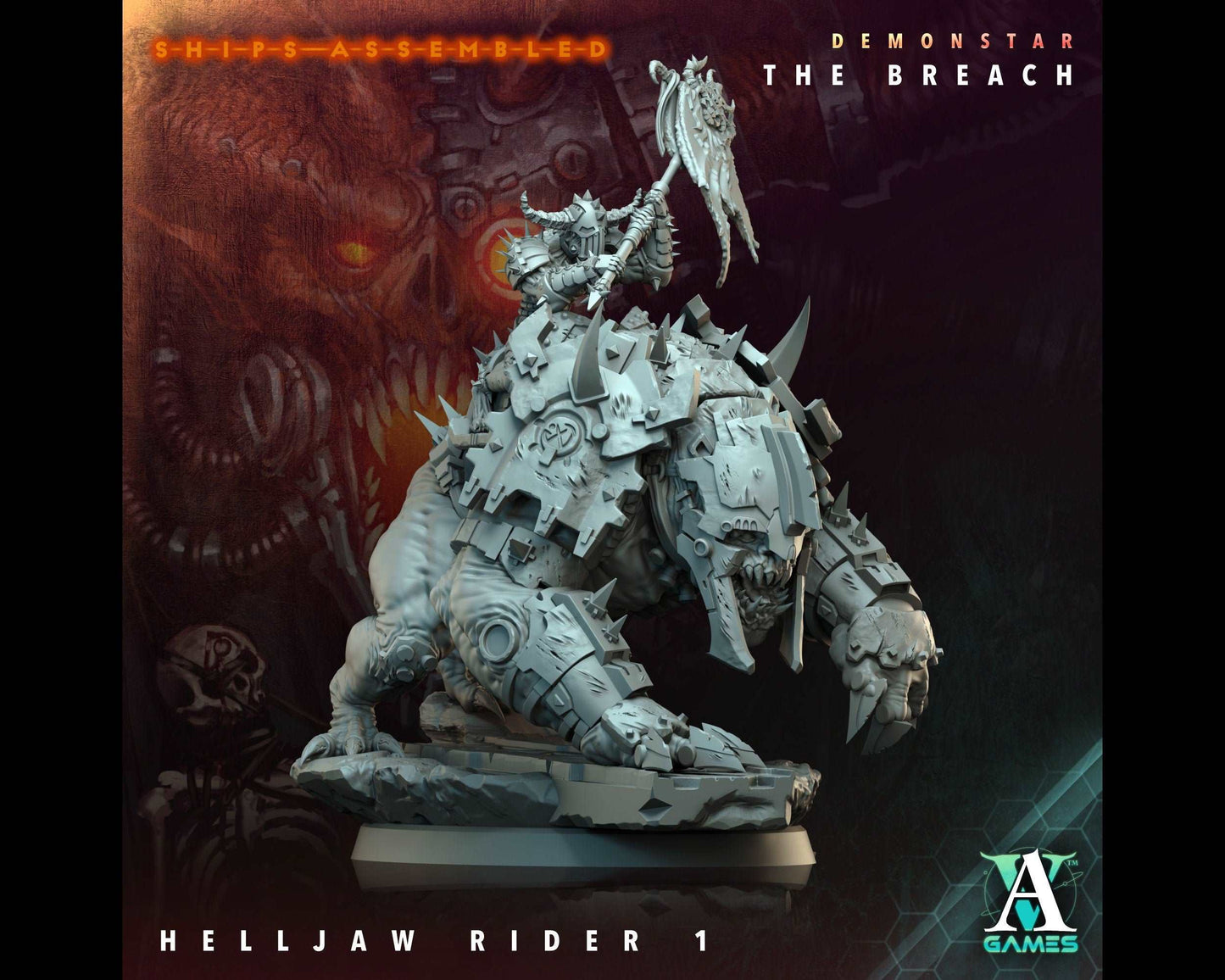 Helljaw Rider 1 - Demonstar: The Breach - Highly Detailed Resin 8k 3D Printed Miniature