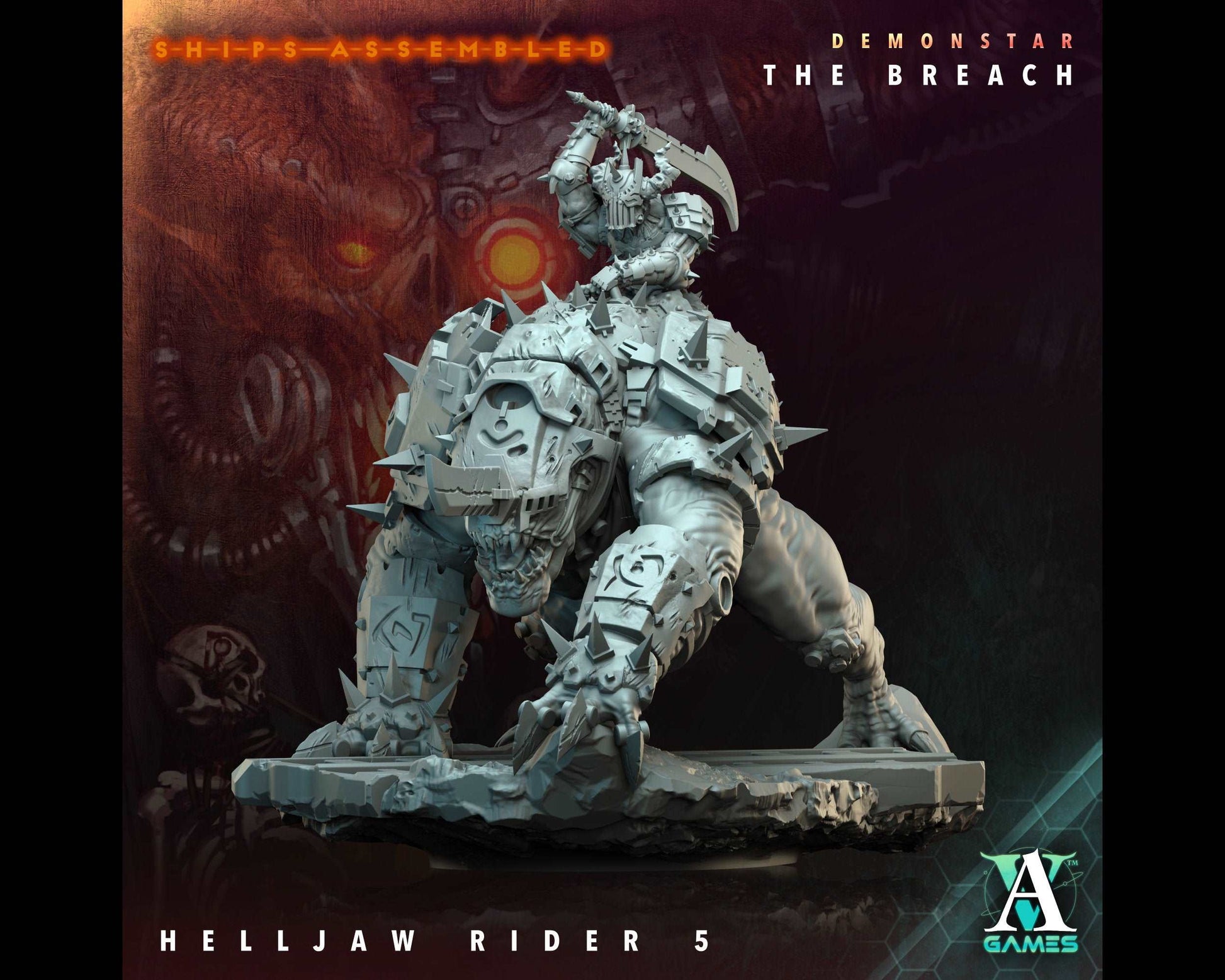 Helljaw Rider 5 - Demonstar: The Breach - Highly Detailed Resin 8k 3D Printed Miniature