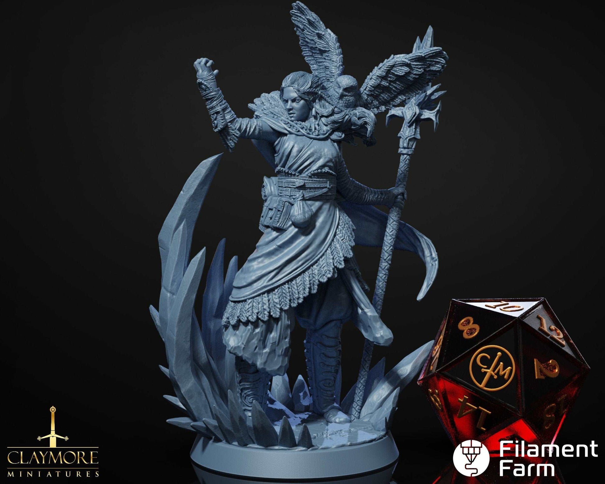 Eirwyn Owlcaller, Female Human/Elf Druid/Sorcerer - The Frostwind War - Highly Detailed Resin 8k 3D Printed Miniature