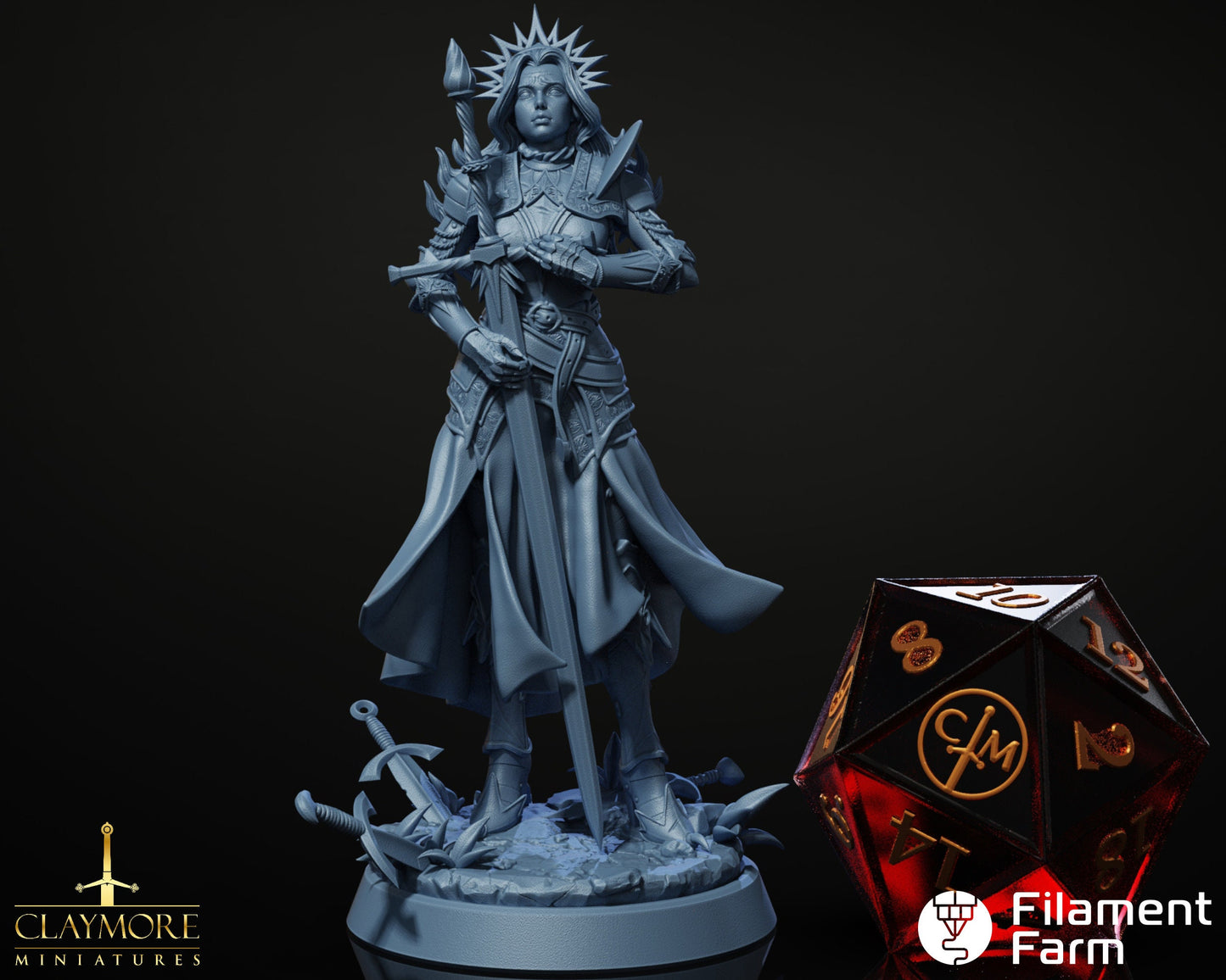 Aveline Dawnsworn - Paladin/Cleric - Aftermath - Highly Detailed Resin 8k 3D Printed Miniature