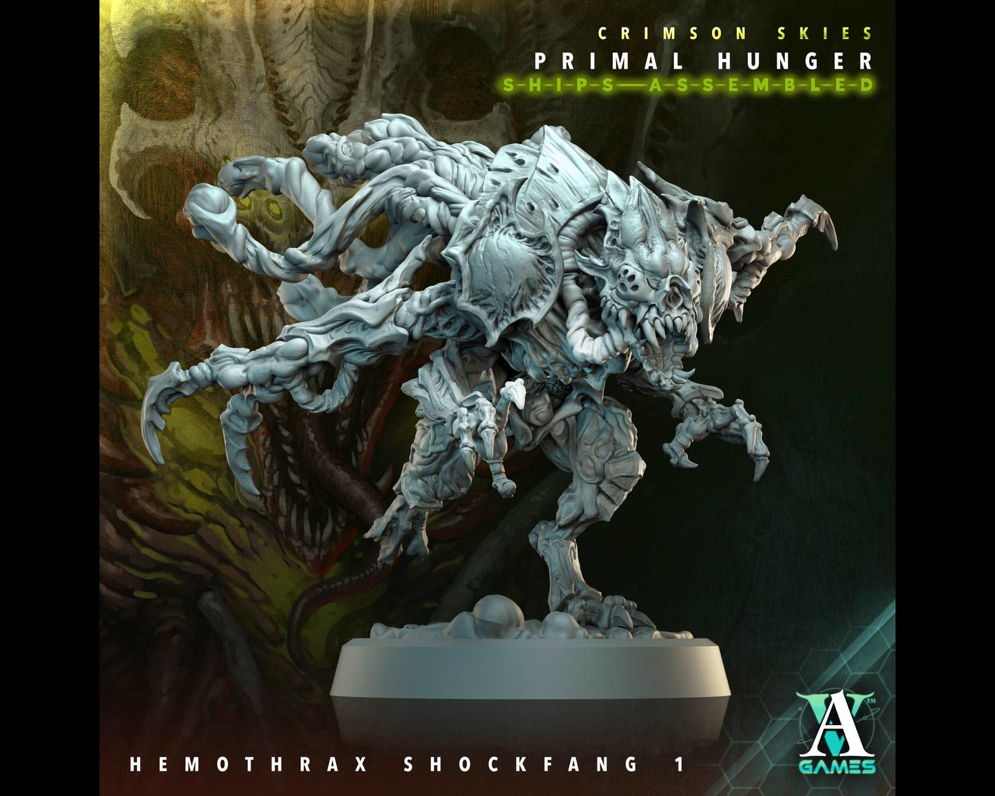 Hemothrax Shockfang 1 - Primal Hunger - Highly Detailed Resin 8k 3D Printed Miniature