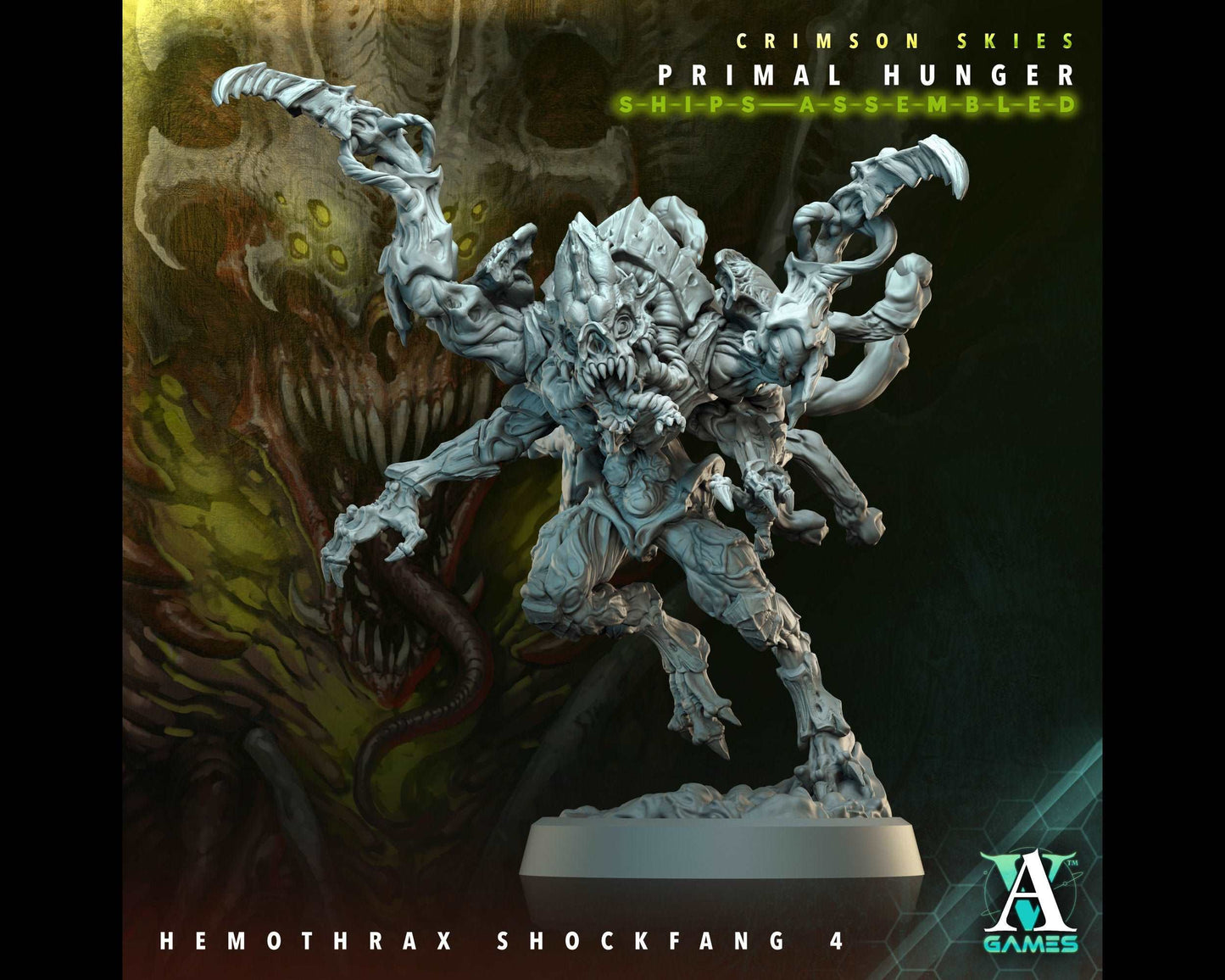 Hemothrax Shockfang 4 - Primal Hunger - Highly Detailed Resin 8k 3D Printed Miniature