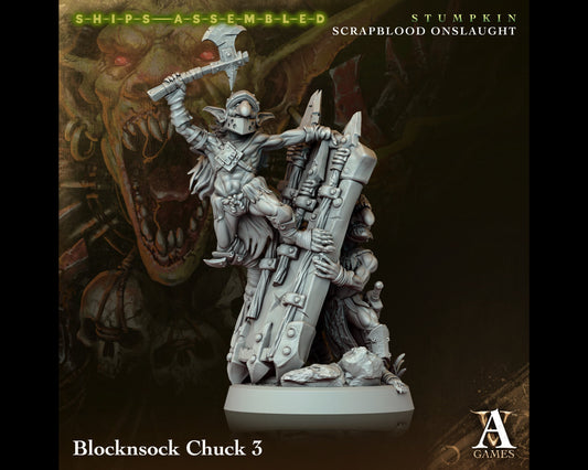 Blocknsock Chuck 3 - Scrapblood Onslaught - Highly Detailed Resin 8k 3D Printed Miniature