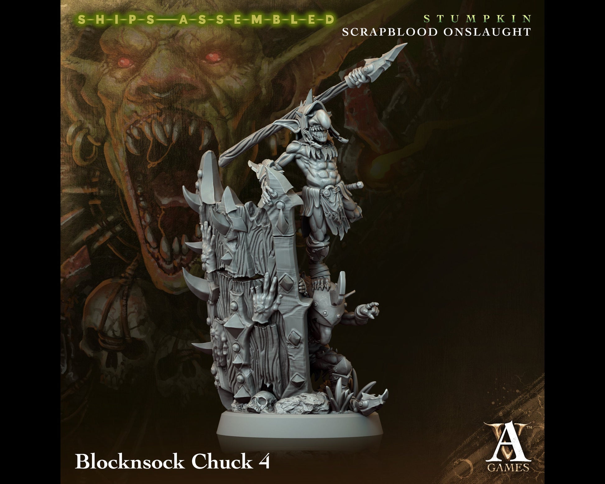 Blocknsock Chuck 4 - Scrapblood Onslaught - Highly Detailed Resin 8k 3D Printed Miniature